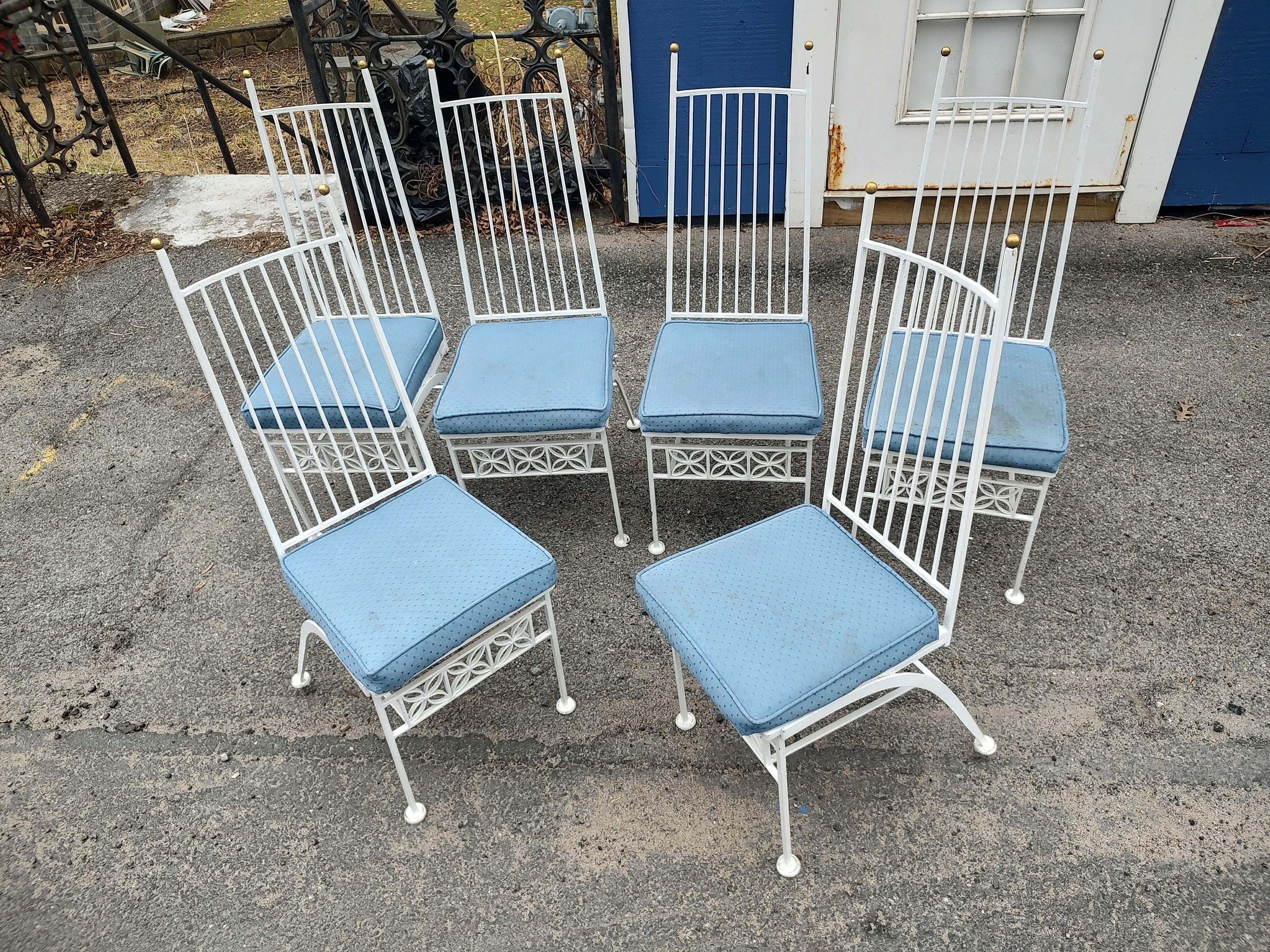 Set 6 Mid Century Modern El Prado Iron Indoor Outdoor Dining Chairs by Salterini For Sale 4