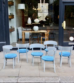Set of 6 Electric Blue & Grey 1930s W1 Chairs by Werner West & Wilhelm Schauman