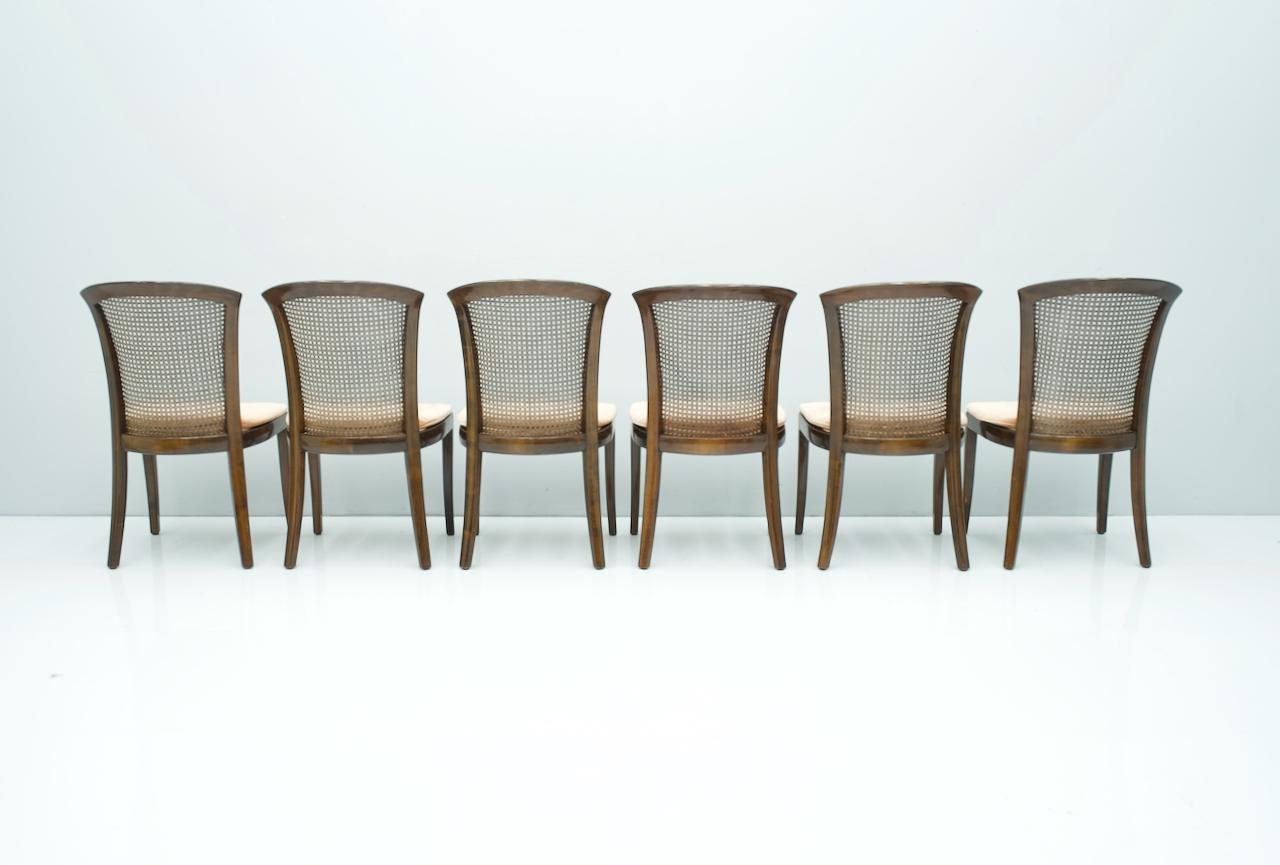 Set of 6 Elegant Chairs in Mahogany and Cane WK, Germany, 1970s In Good Condition For Sale In Frankfurt / Dreieich, DE