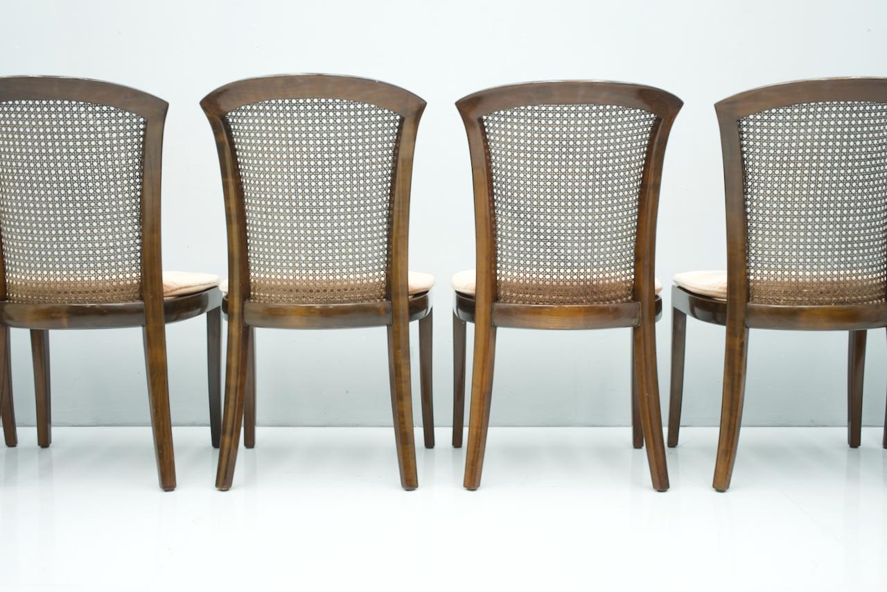 Late 20th Century Set of 6 Elegant Chairs in Mahogany and Cane WK, Germany, 1970s For Sale
