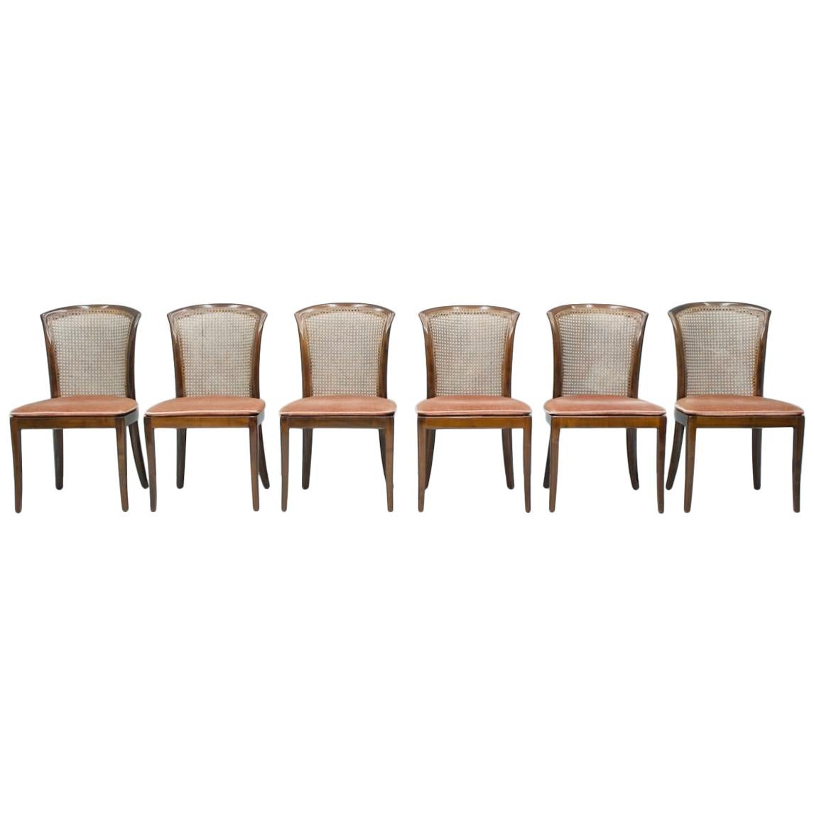 Set of 6 Elegant Chairs in Mahogany and Cane WK, Germany, 1970s
