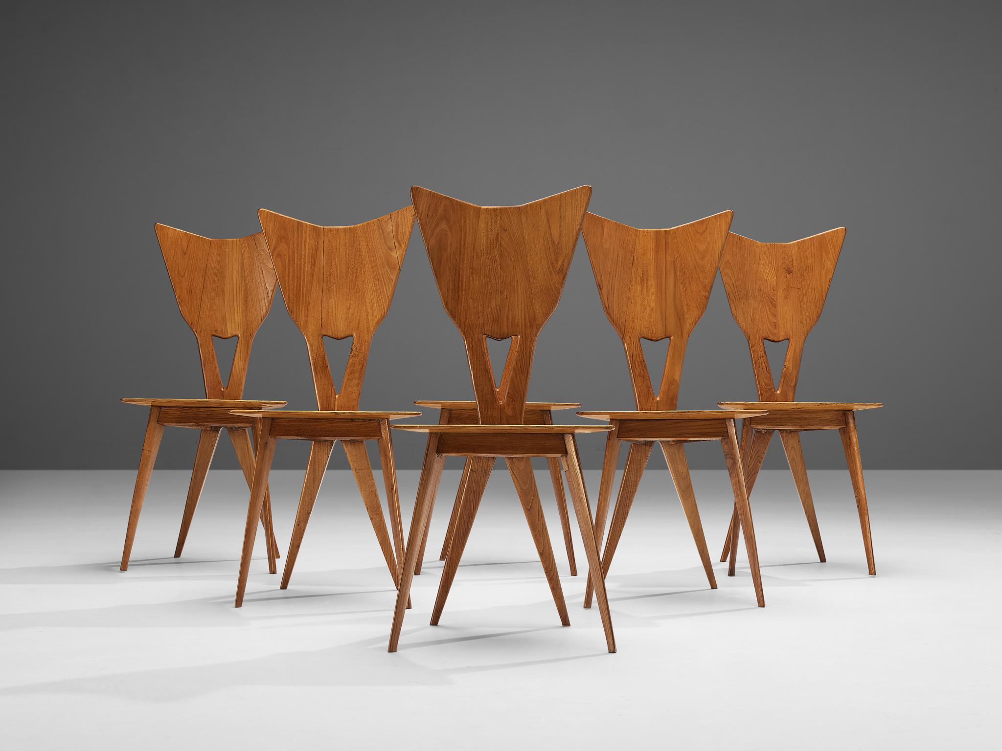 Set of Six Elegant Italian Chairs in Stained Ash 1