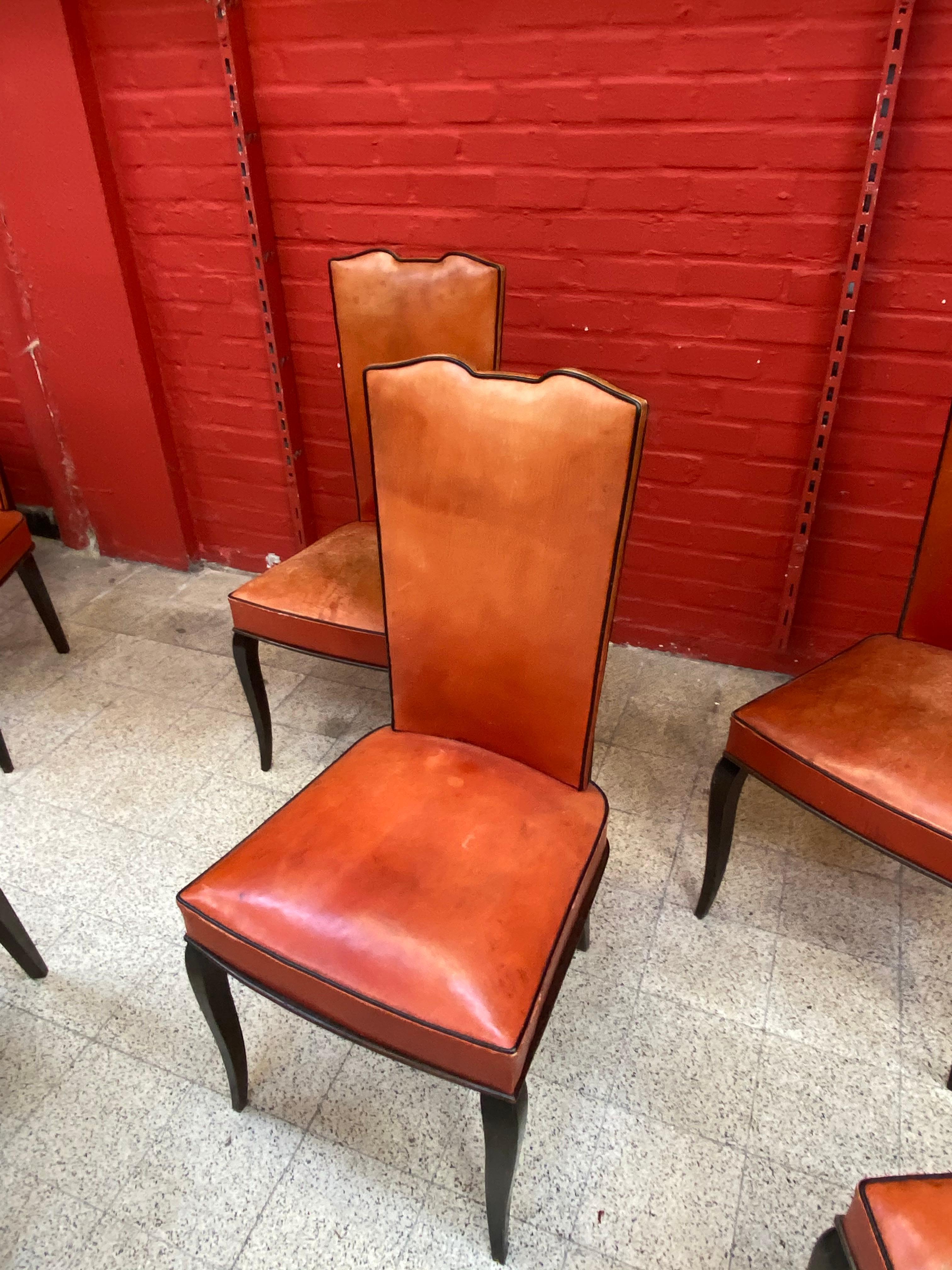 Set of 6 Elegants French Art Deco Chairs For Sale 6