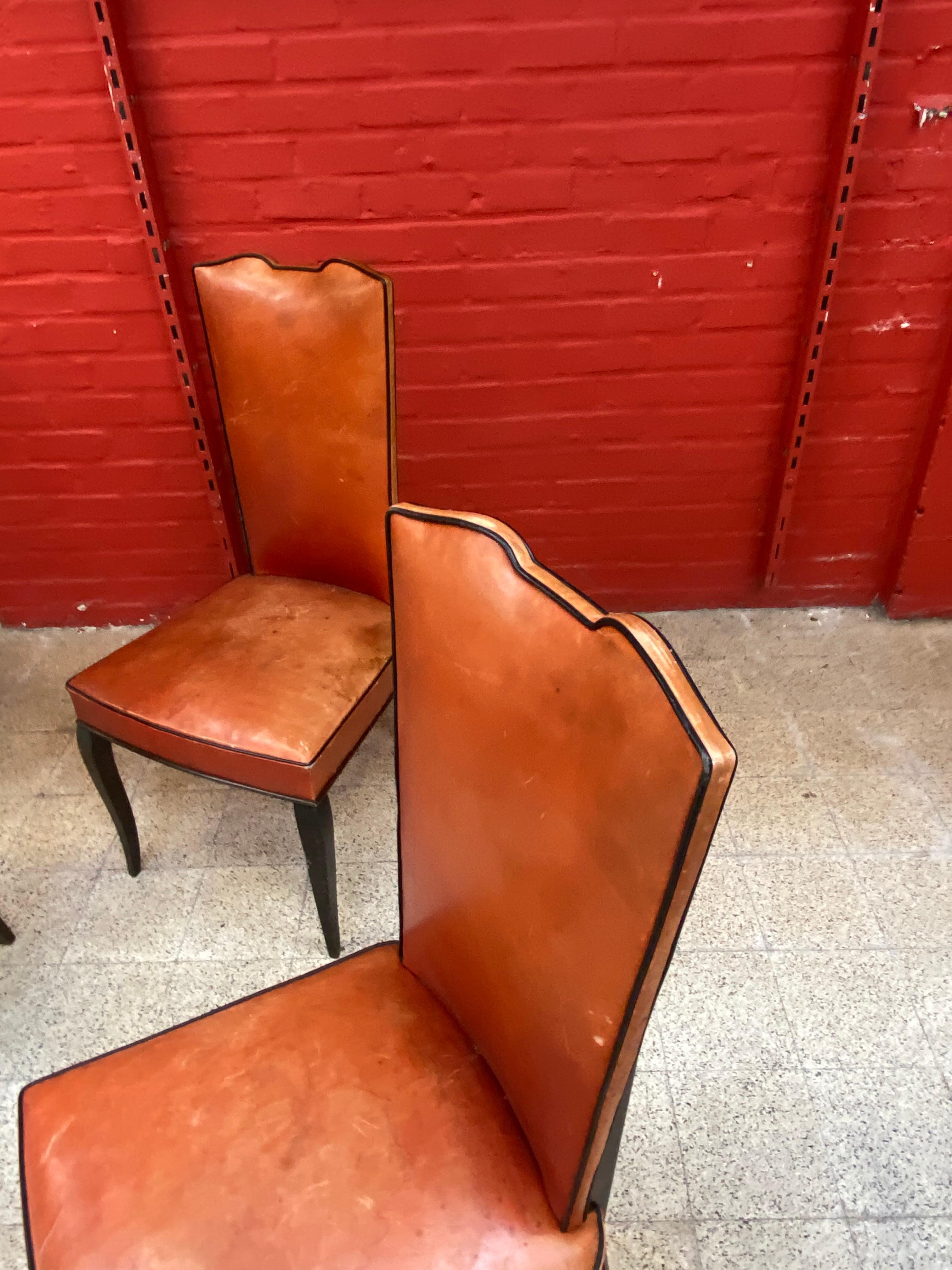 Set of 6 Elegants French Art Deco Chairs For Sale 8