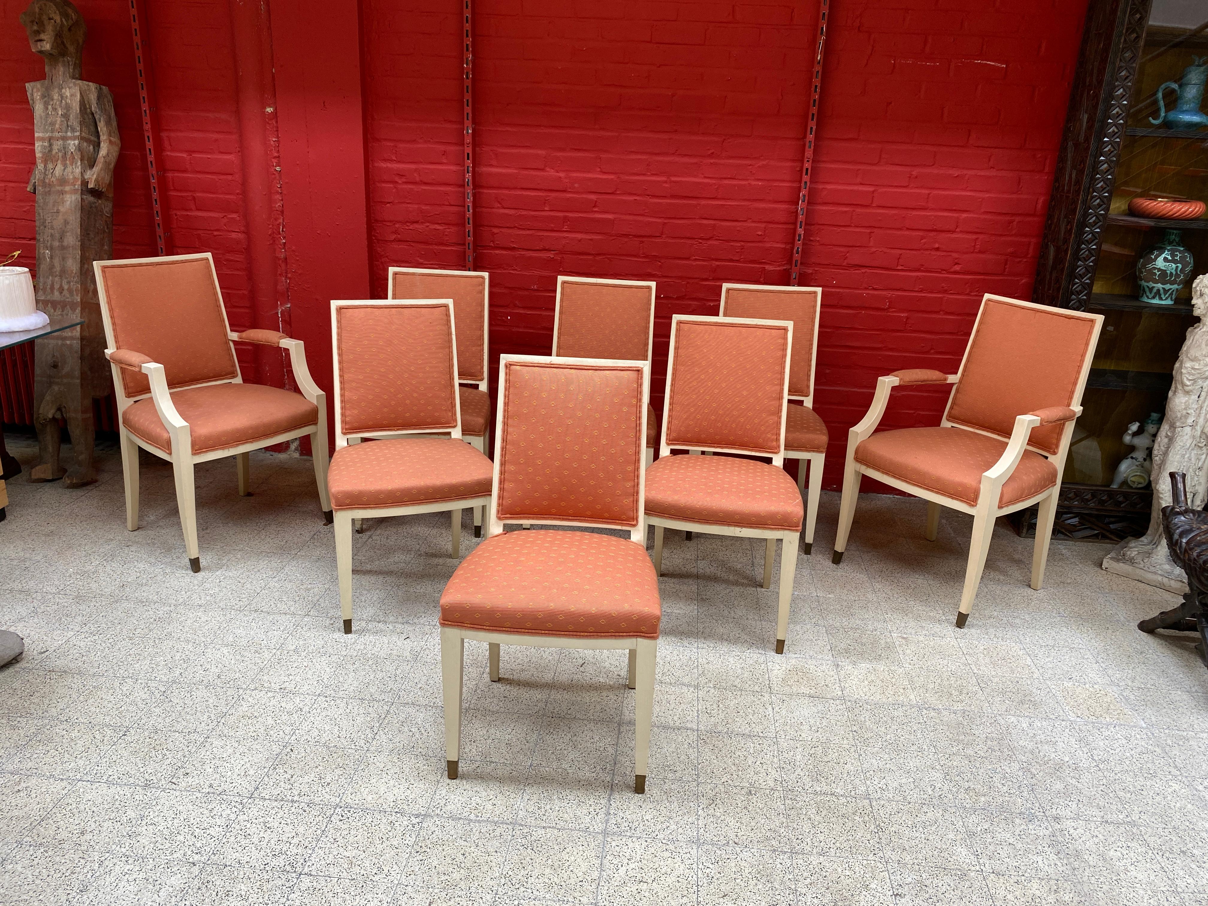 Satz von 6 Eleganten Französischen Art Deco Stühlen im Angebot 8