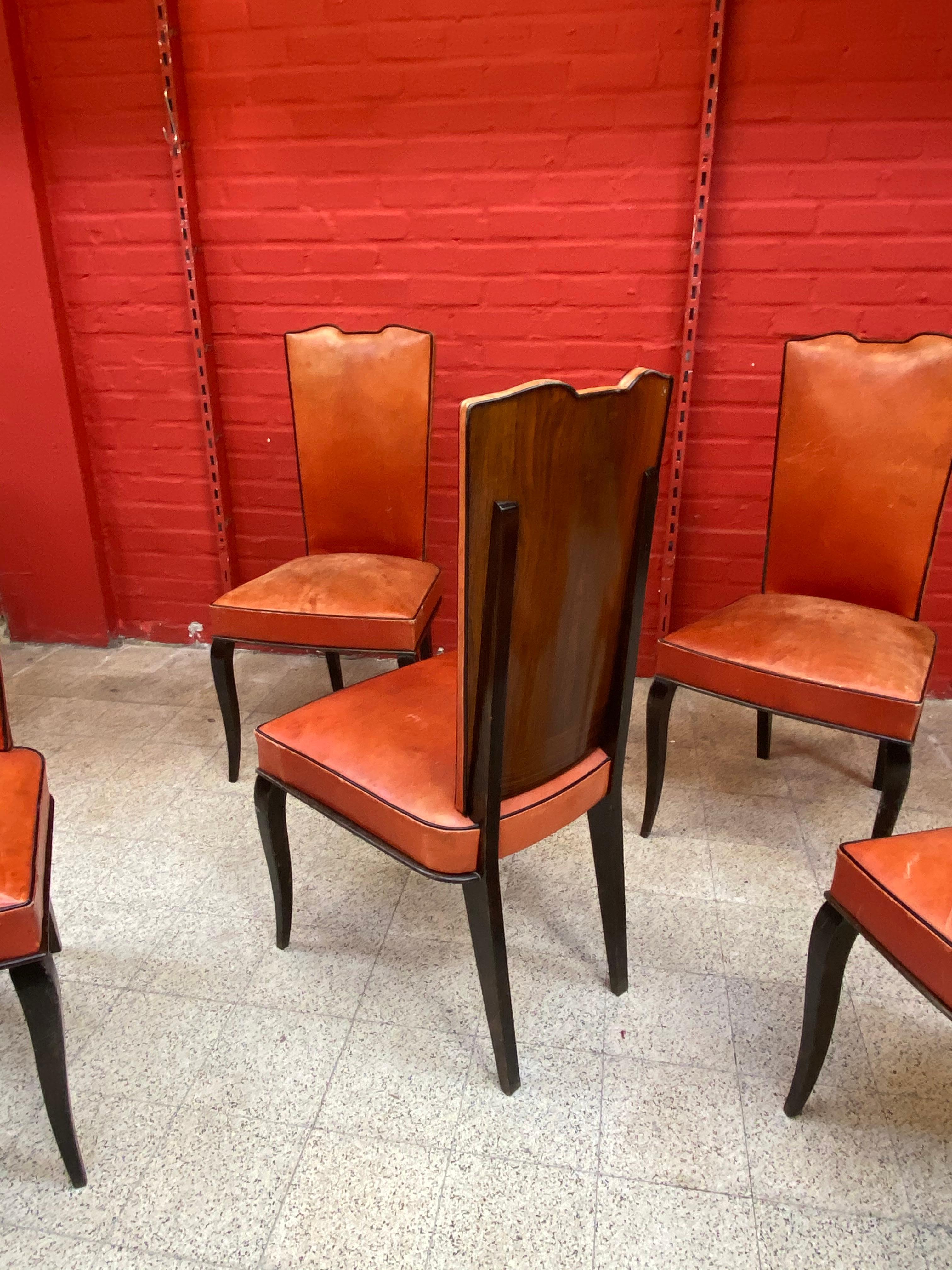 Set of 6 Elegants French Art Deco Chairs For Sale 11