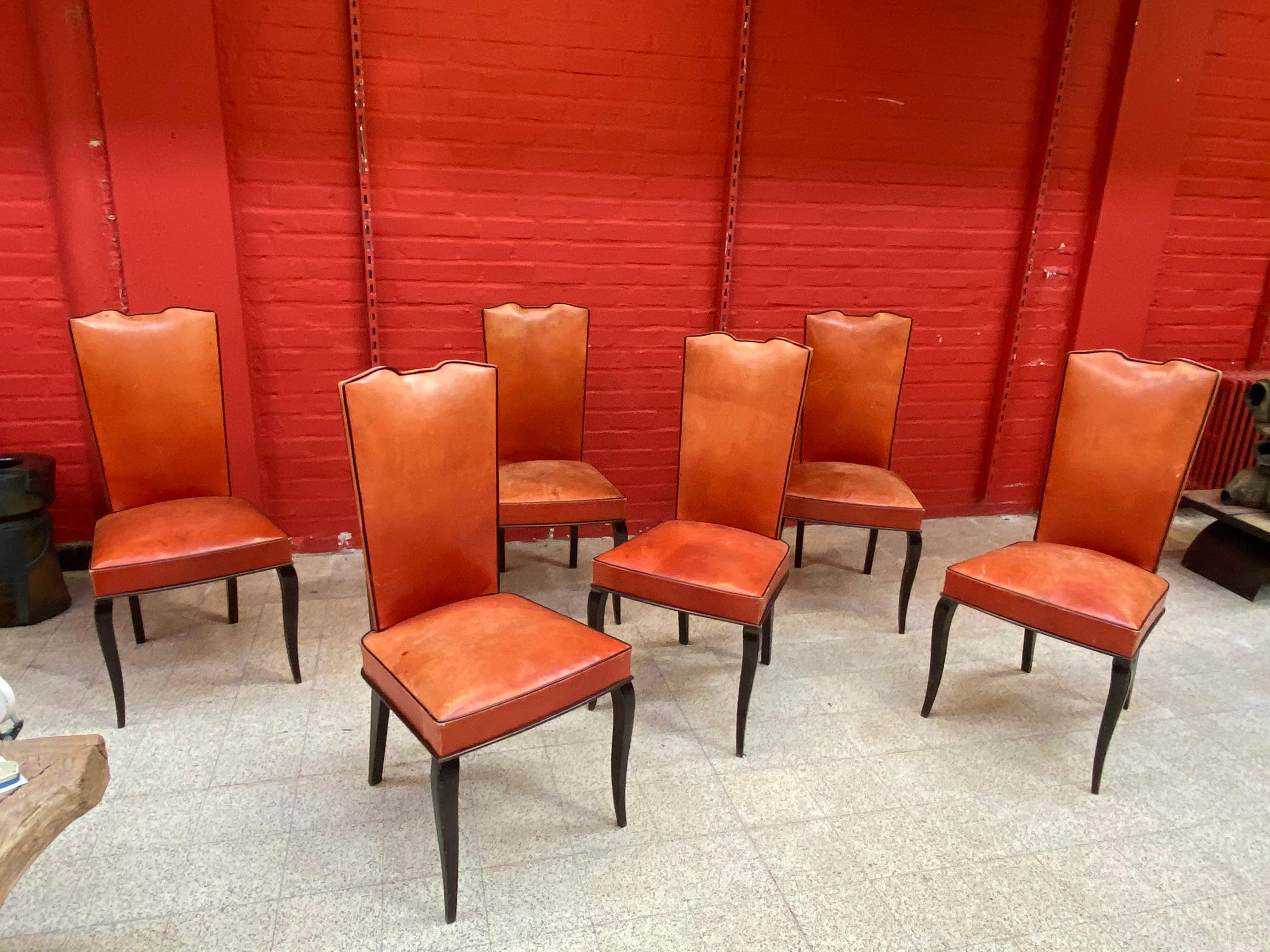 Set of 6 Elegants French Art Deco Chairs For Sale 12