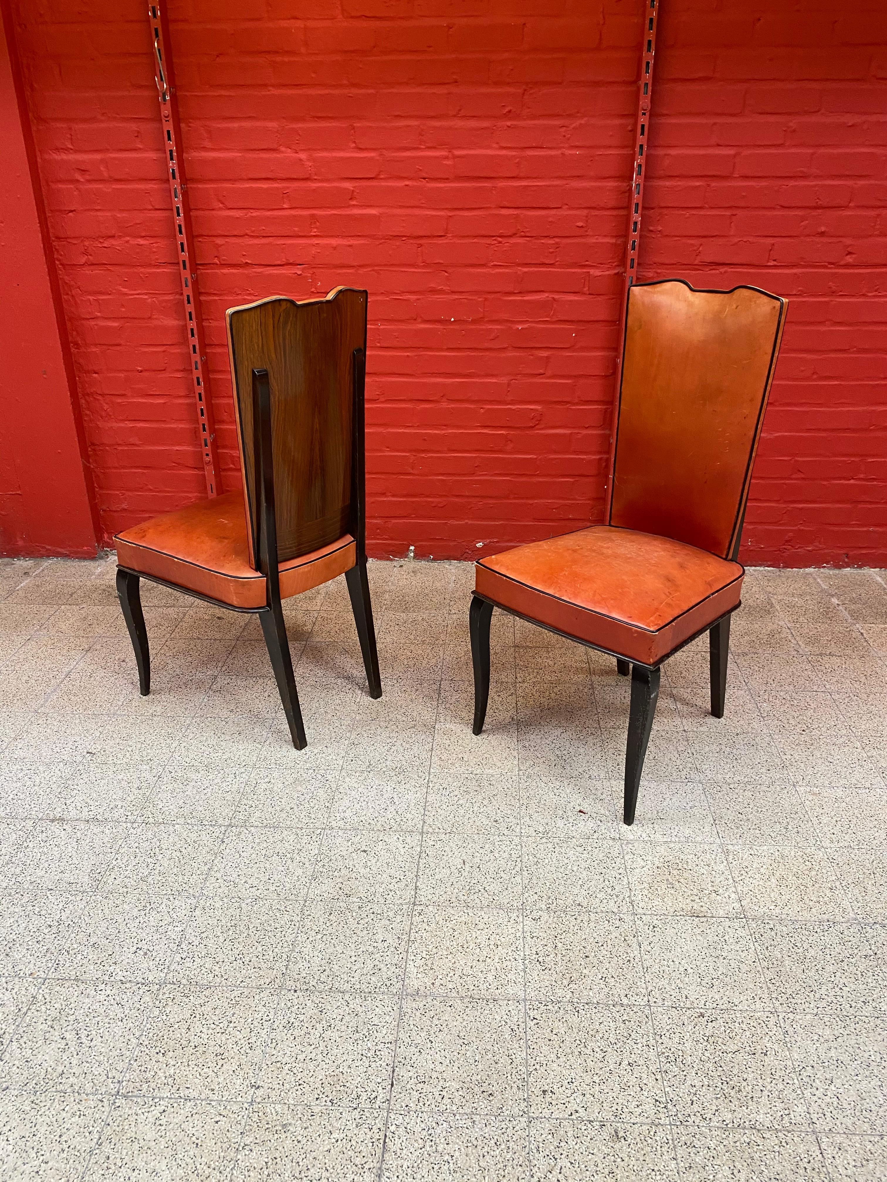 Mid-20th Century Set of 6 Elegants French Art Deco Chairs For Sale