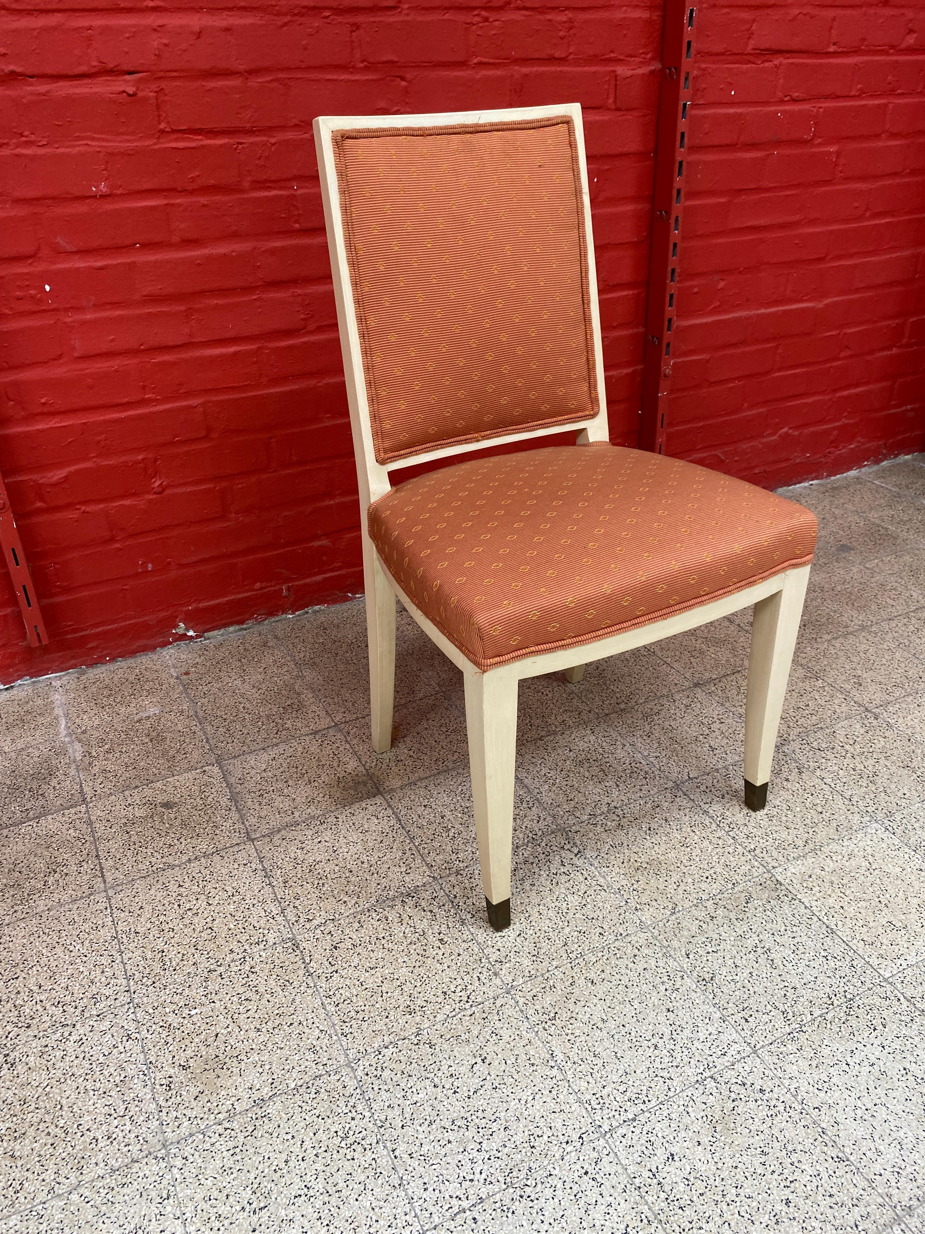 Satz von 6 Eleganten Französischen Art Deco Stühlen (Leder) im Angebot