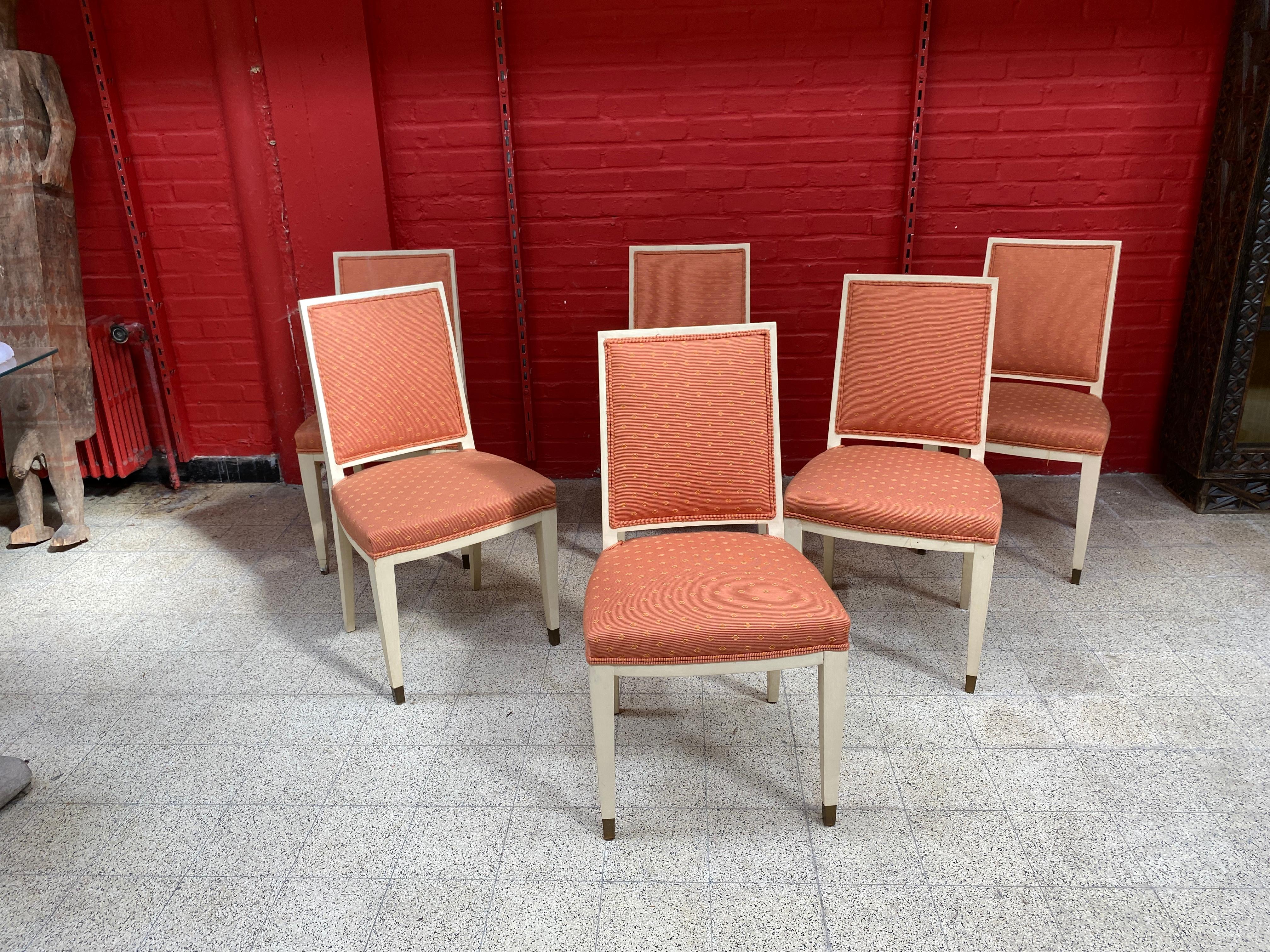 Satz von 6 Eleganten Französischen Art Deco Stühlen im Angebot 1