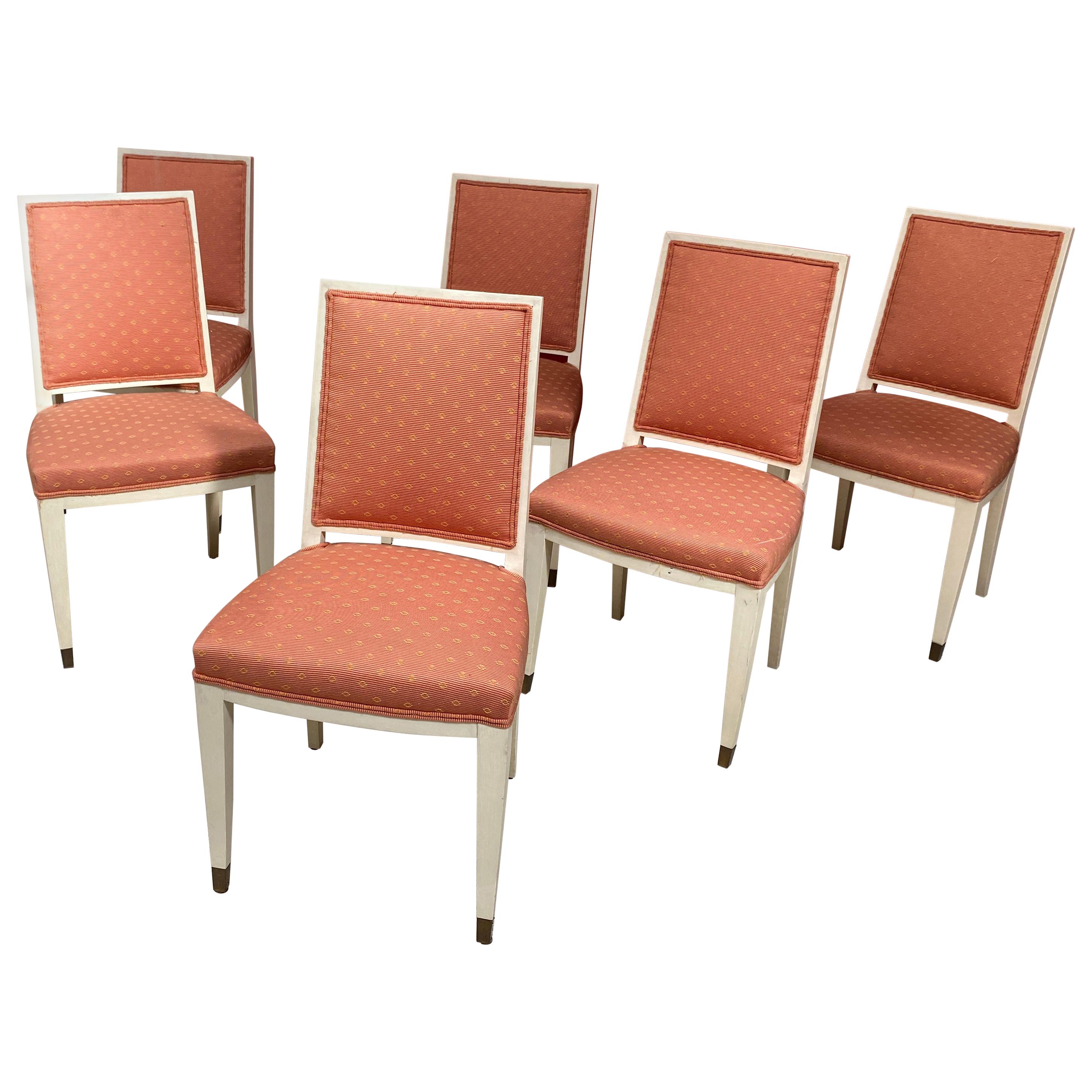 Satz von 6 Eleganten Französischen Art Deco Stühlen im Angebot