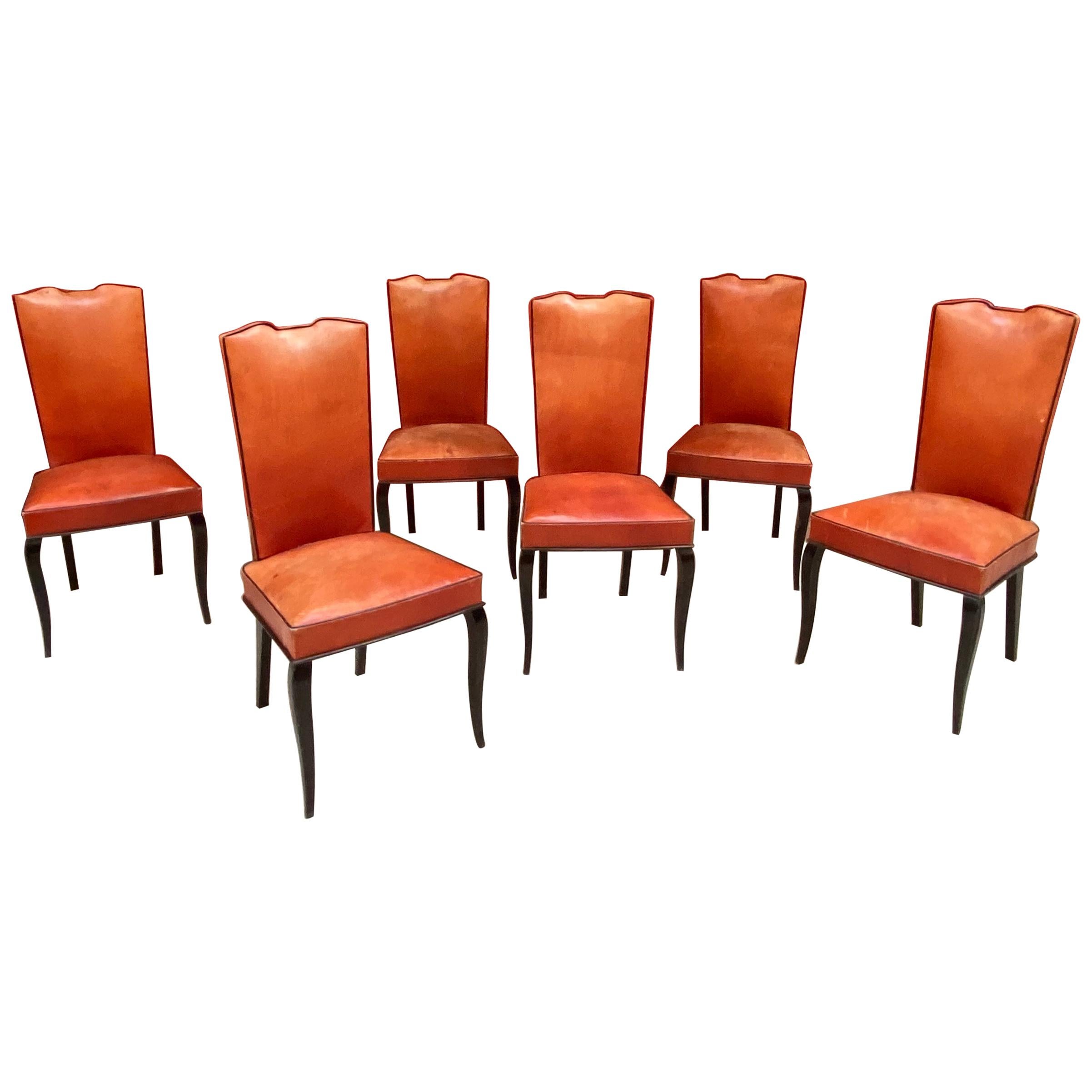 Ensemble de 6 chaises élégantes Art déco françaises