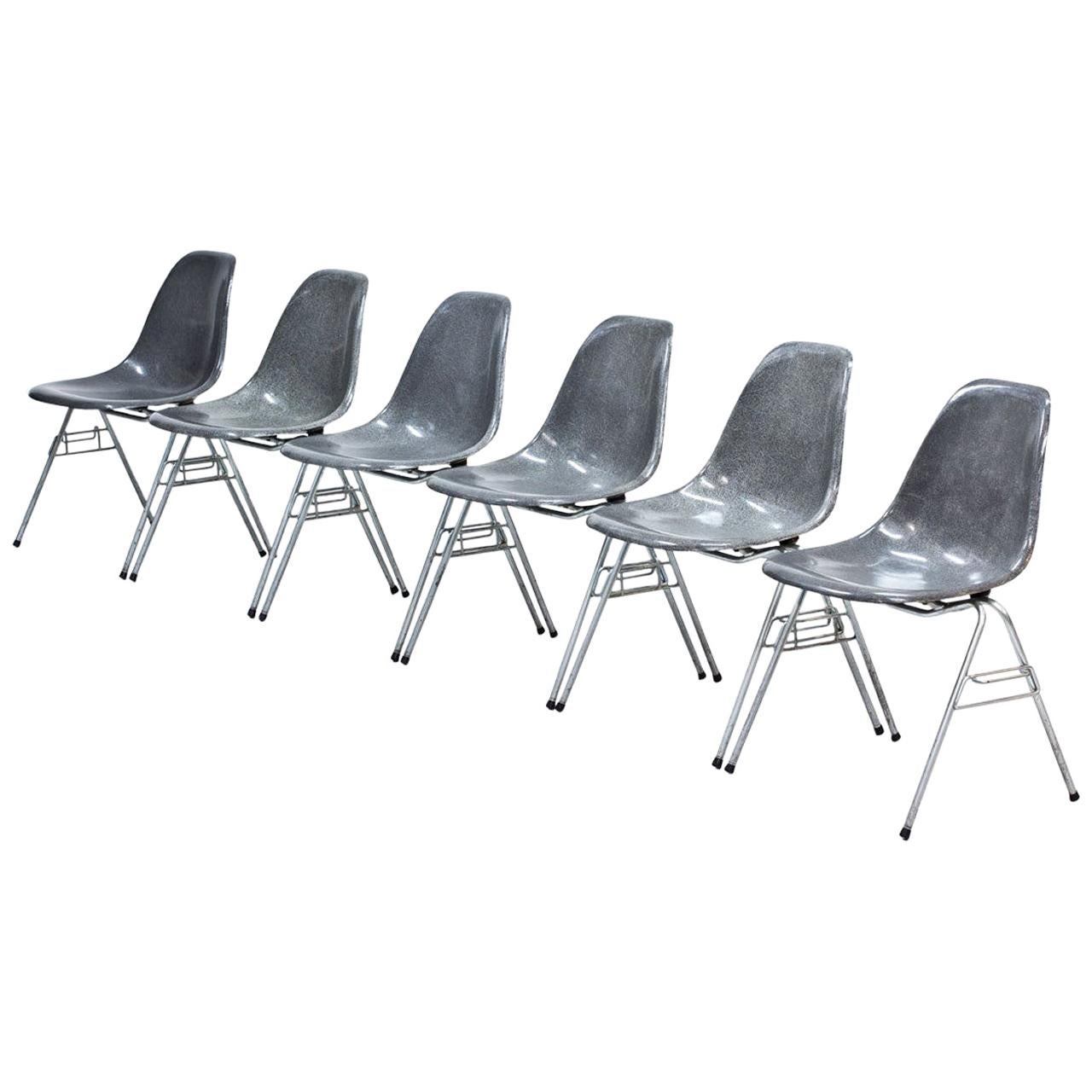 Set of 6 Elephant Grey "DSS" Eames Chairs