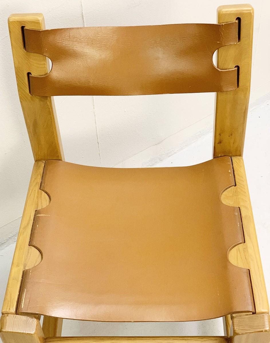 Set of 6 Elm and Leather Chairs in the Style of Pierre Chapo, 1960s For Sale 1