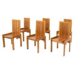 Juego de 6 sillas de comedor de olmo de Romanutti, Italia