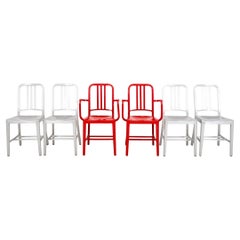 Vintage Set of 6 Emeco Aluminum Navy Chairs