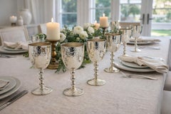 Set of 6 Emilia Castillo “Musical” Silver Plated Goblets, Taxco Mexico, 1980s