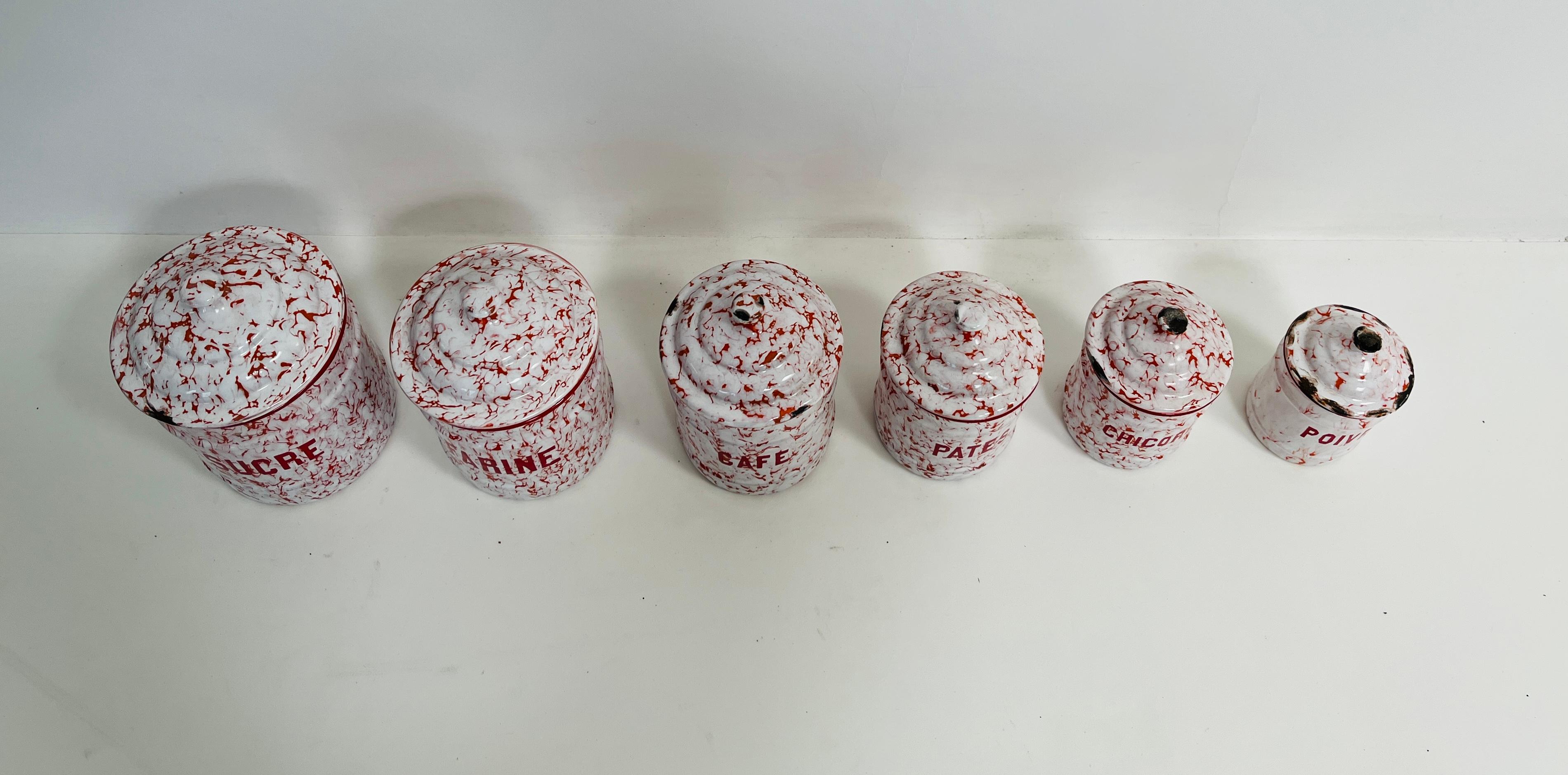 Set di 6 barattoli francesi smaltati in vendita 3