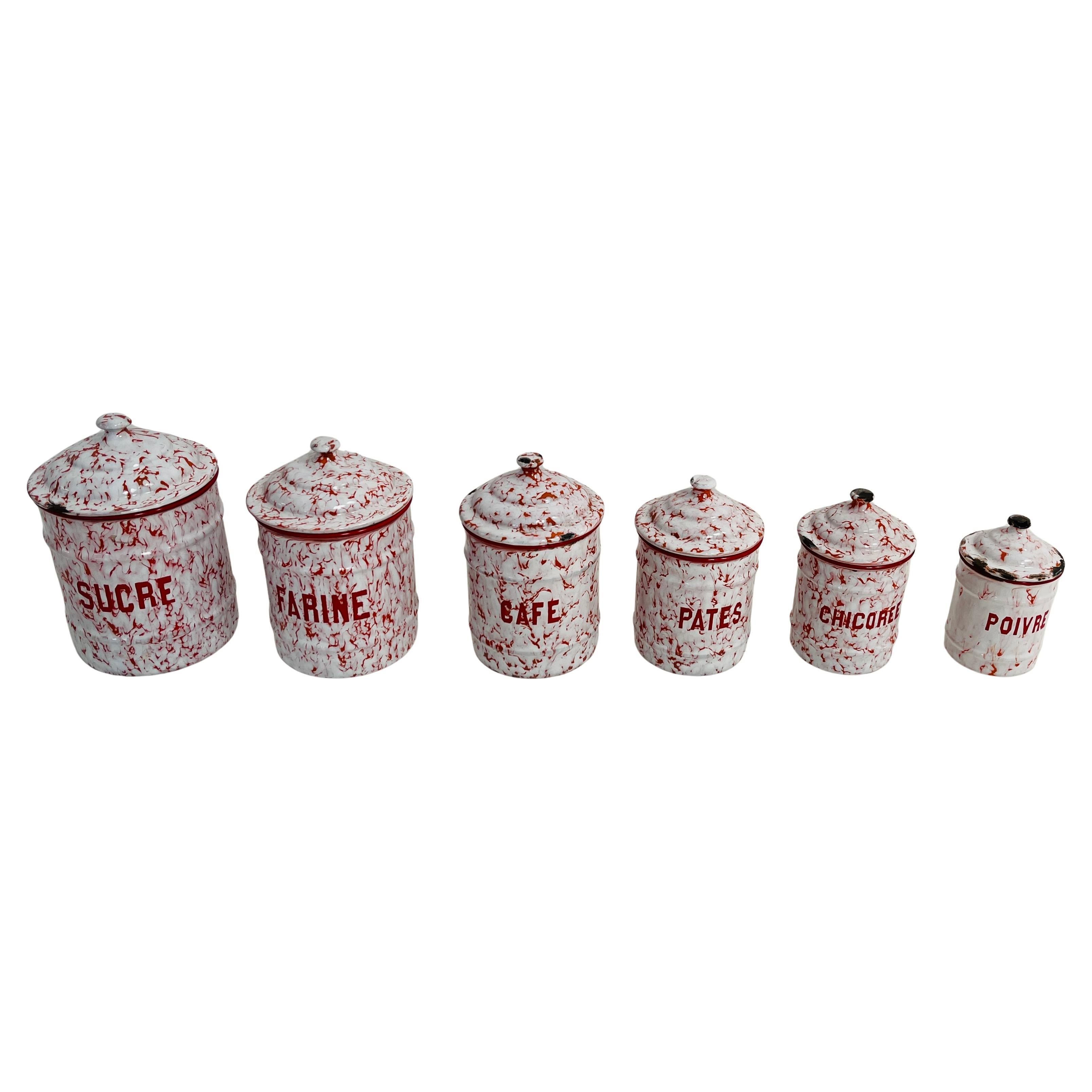 Set di 6 barattoli francesi smaltati