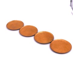 Set of 6 Enameled on Copper Gold Coasters Midcentury California Design