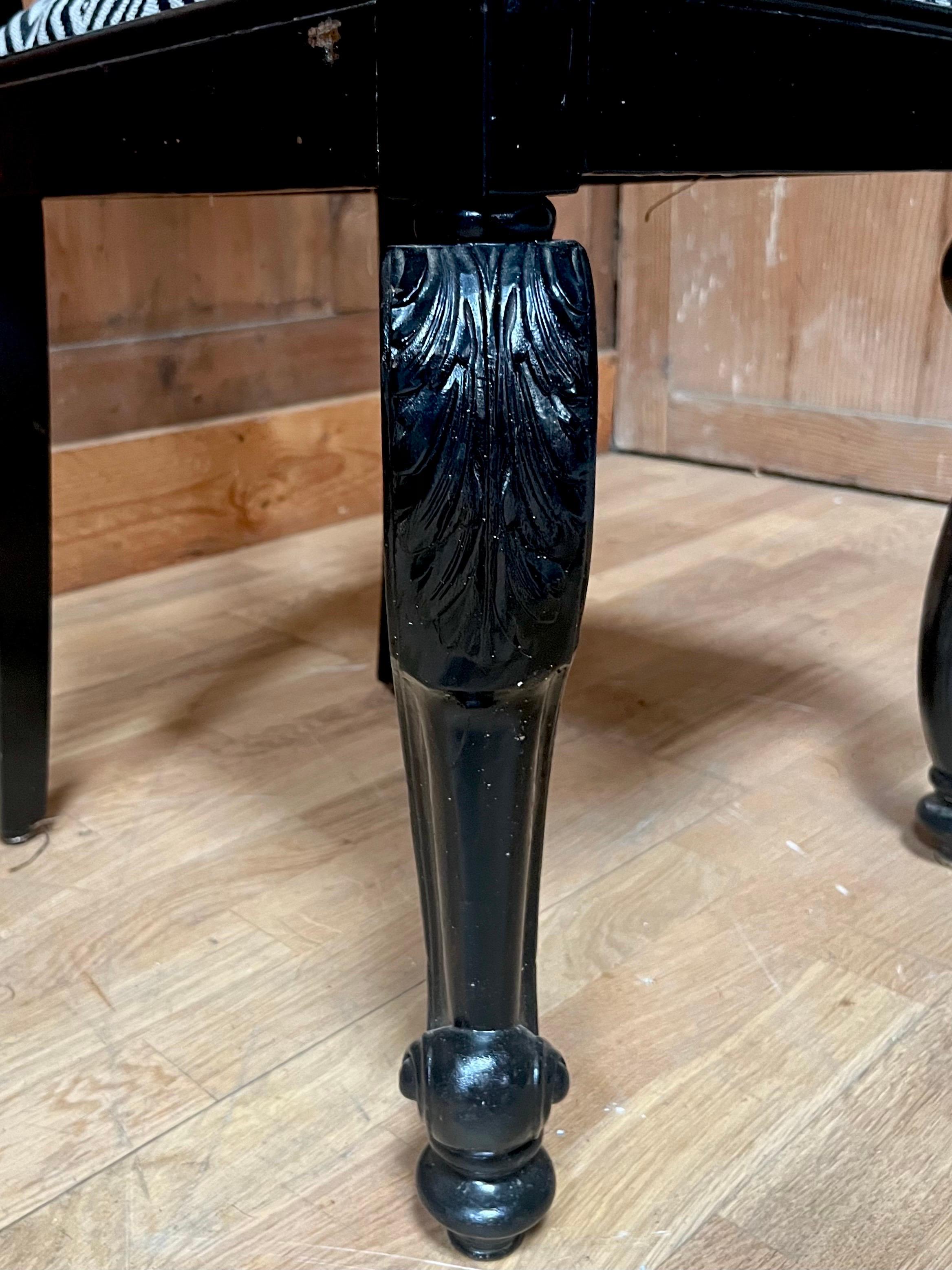 set of 6 English Chippendale / Baroque black lacquered chairs - England - 19th For Sale 7