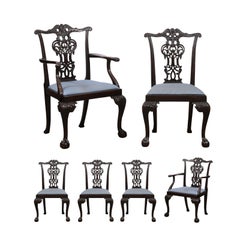 Set of 6 English Chippendale Style Mahogany Dining Chairs with Ball & Claw Feet