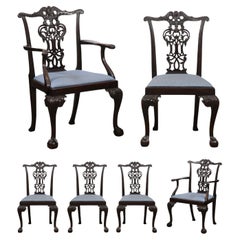 Used Set of 6 English Chippendale Style Mahogany Dining Chairs with Ball & Claw Feet