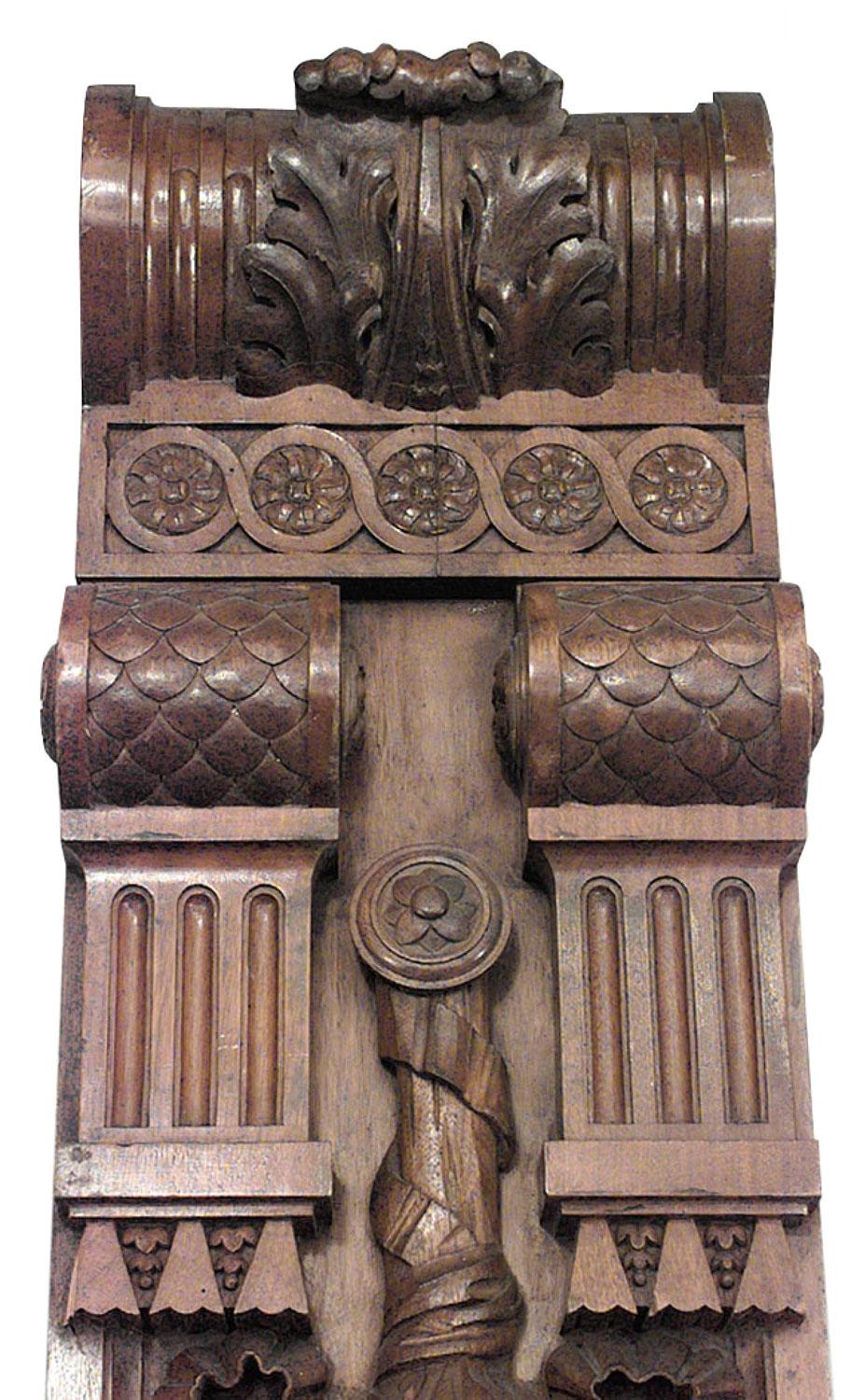 Set of 6 English Georgian Carved Mahogany Pilasters In Good Condition For Sale In Queens, NY
