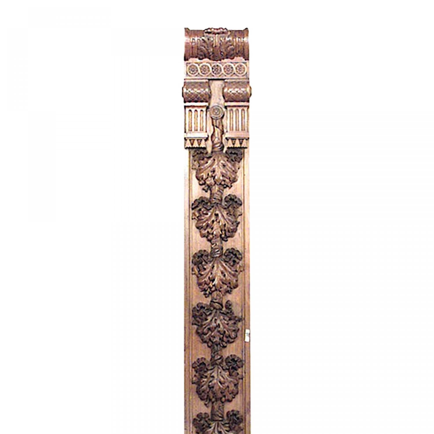 19th Century Set of 6 English Georgian Carved Mahogany Pilasters For Sale