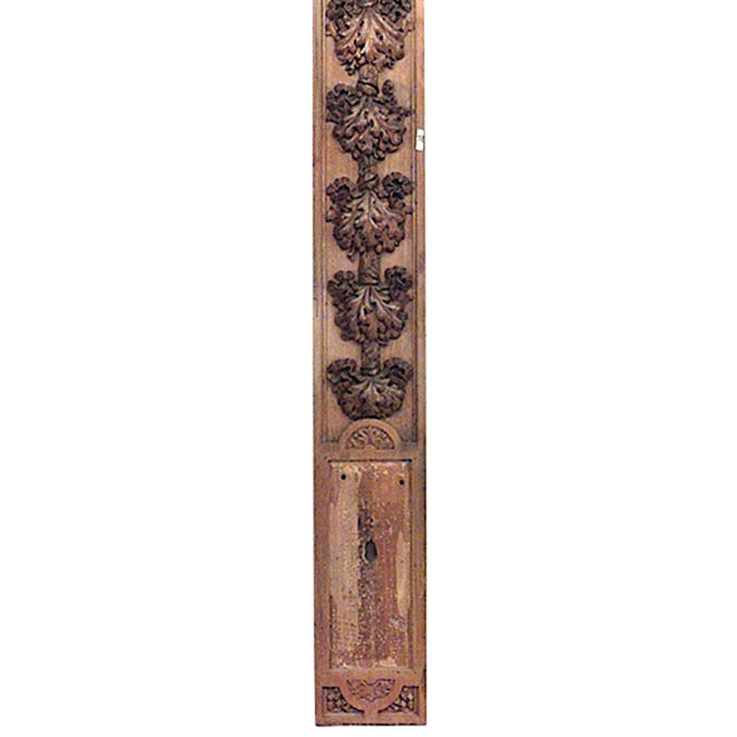 Elm Set of 6 English Georgian Carved Mahogany Pilasters For Sale