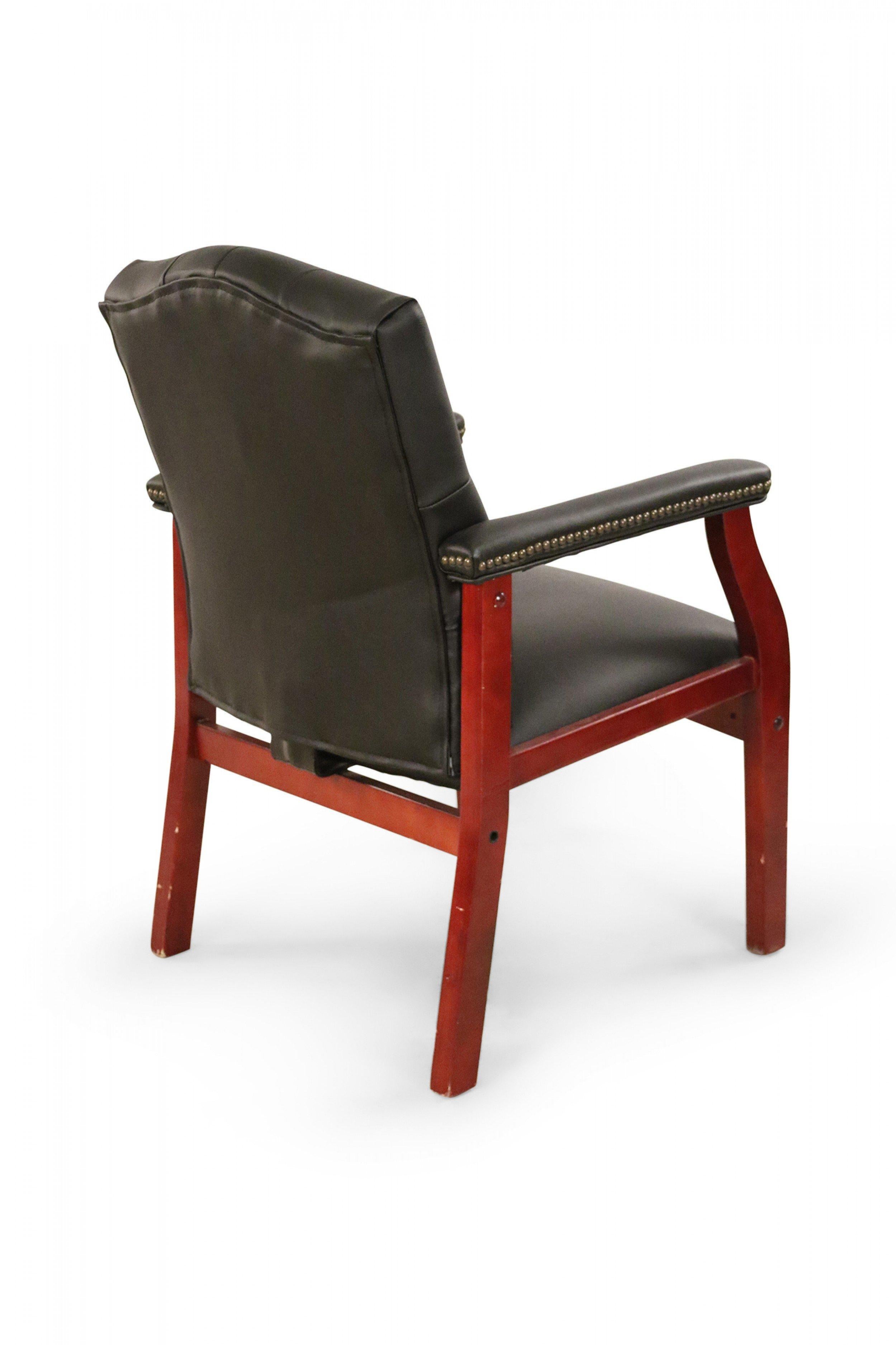 Pelle Set di 6 sedie da conferenza/poltrone in finta pelle nera in stile georgiano in vendita