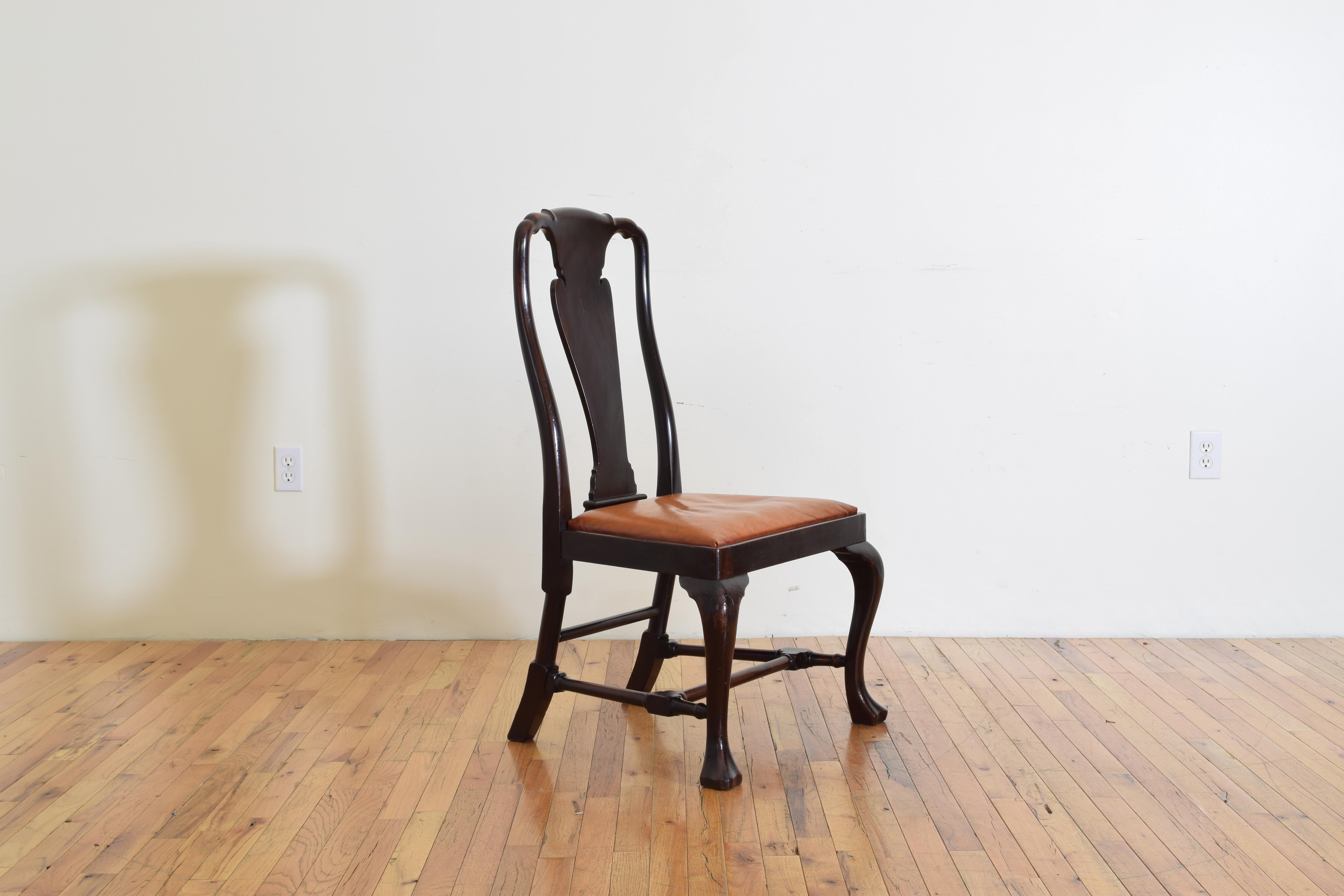 Set of 6 English Mahogany and Leather Upholstered Dining Chairs, circa 1900 2