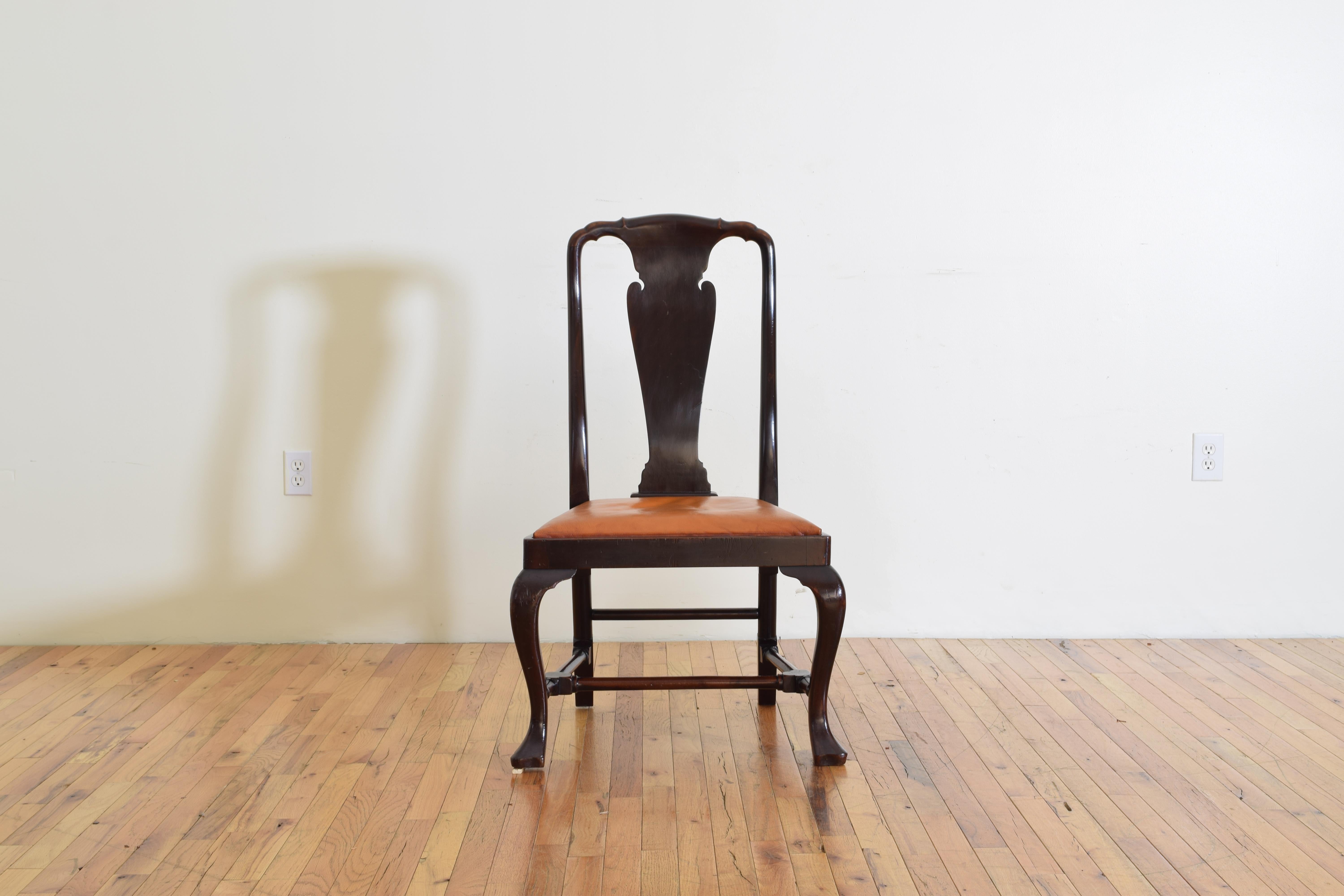 Set of 6 English Mahogany and Leather Upholstered Dining Chairs, circa 1900 3