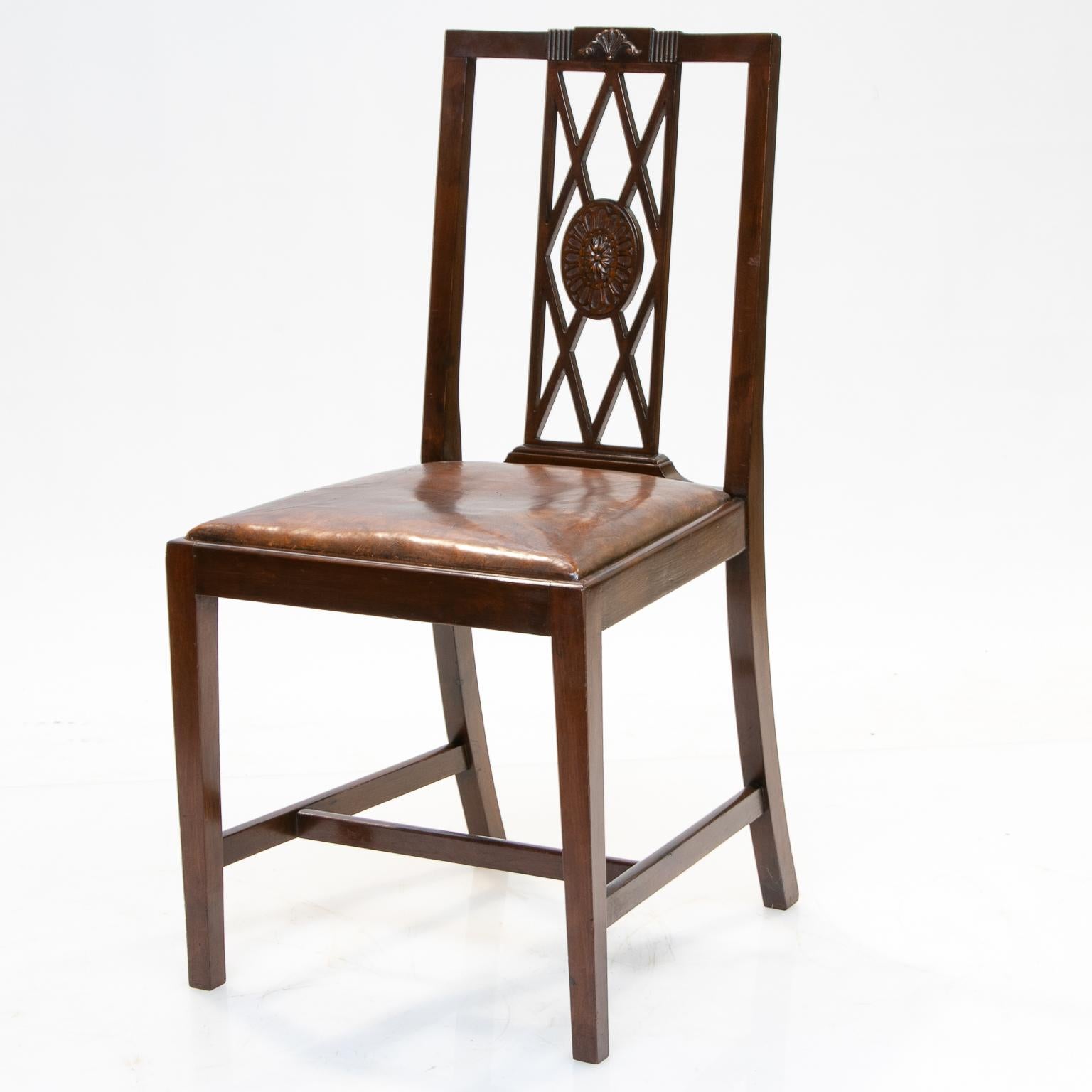 Art Deco Set of 6 English Mahogany Side Chairs