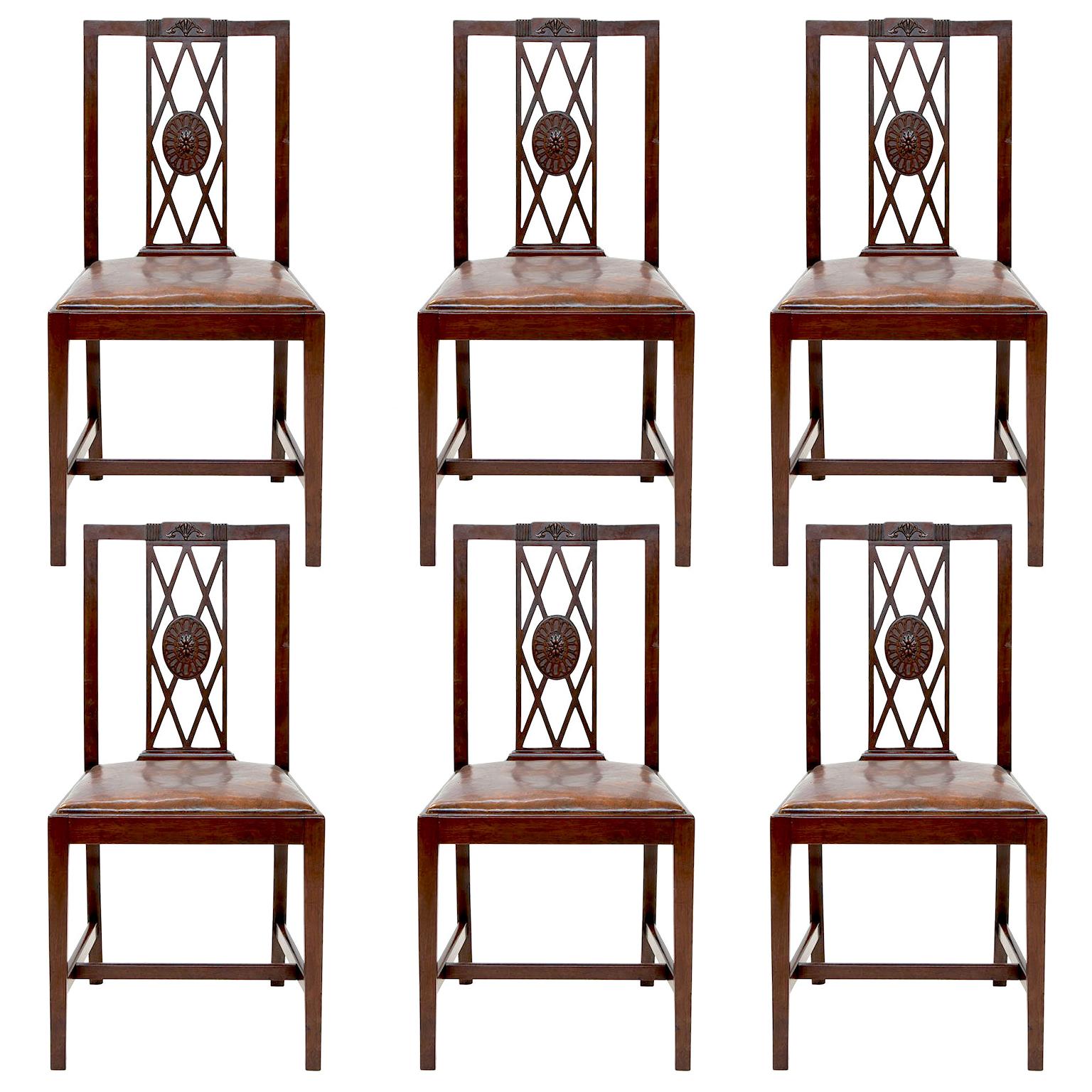 Set of 6 English Mahogany Side Chairs