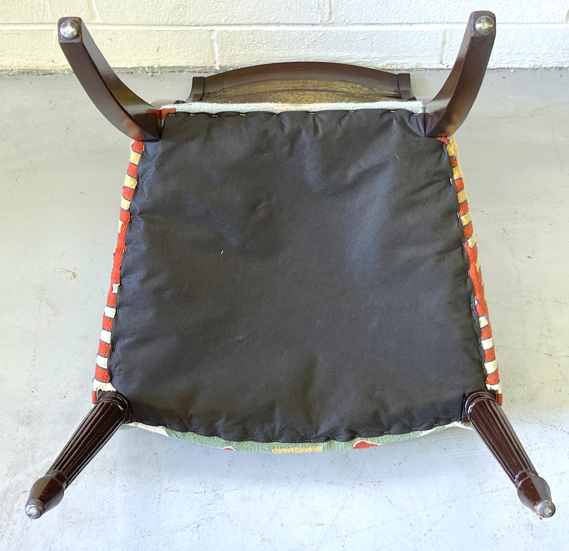 Set of 6 English Regency Style Carved Mahogany & Kilim Upholstered Chairs 8