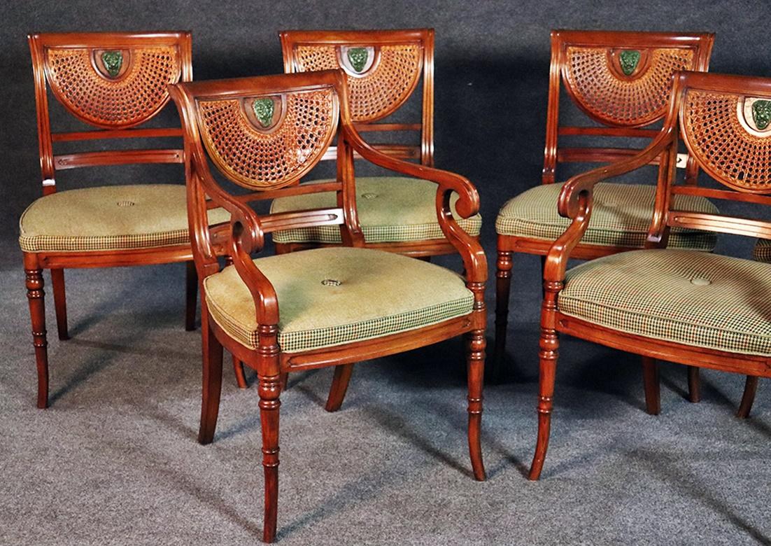 Set of 6 English Regency Style Walnut Dining Chairs In Good Condition In Swedesboro, NJ