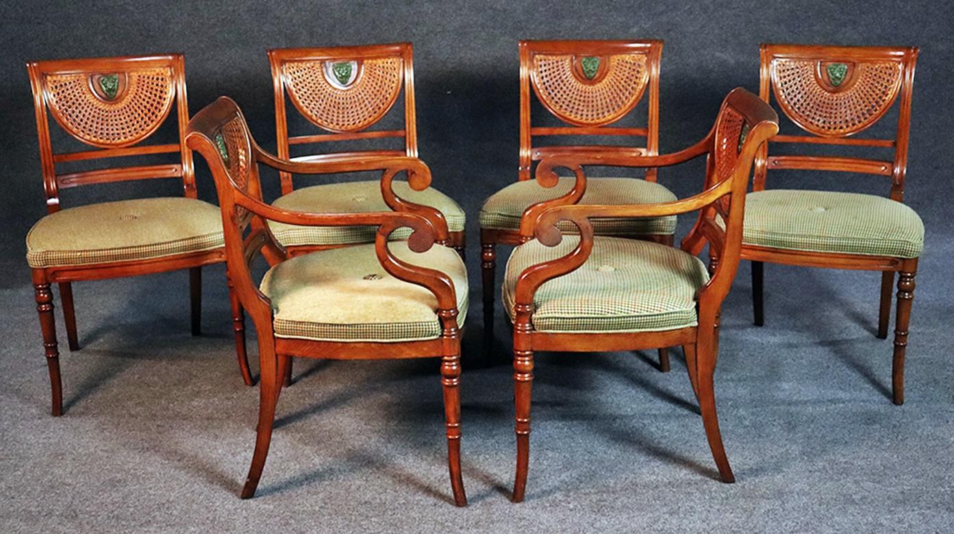 Set of 6 English Regency Style Walnut Dining Chairs 3