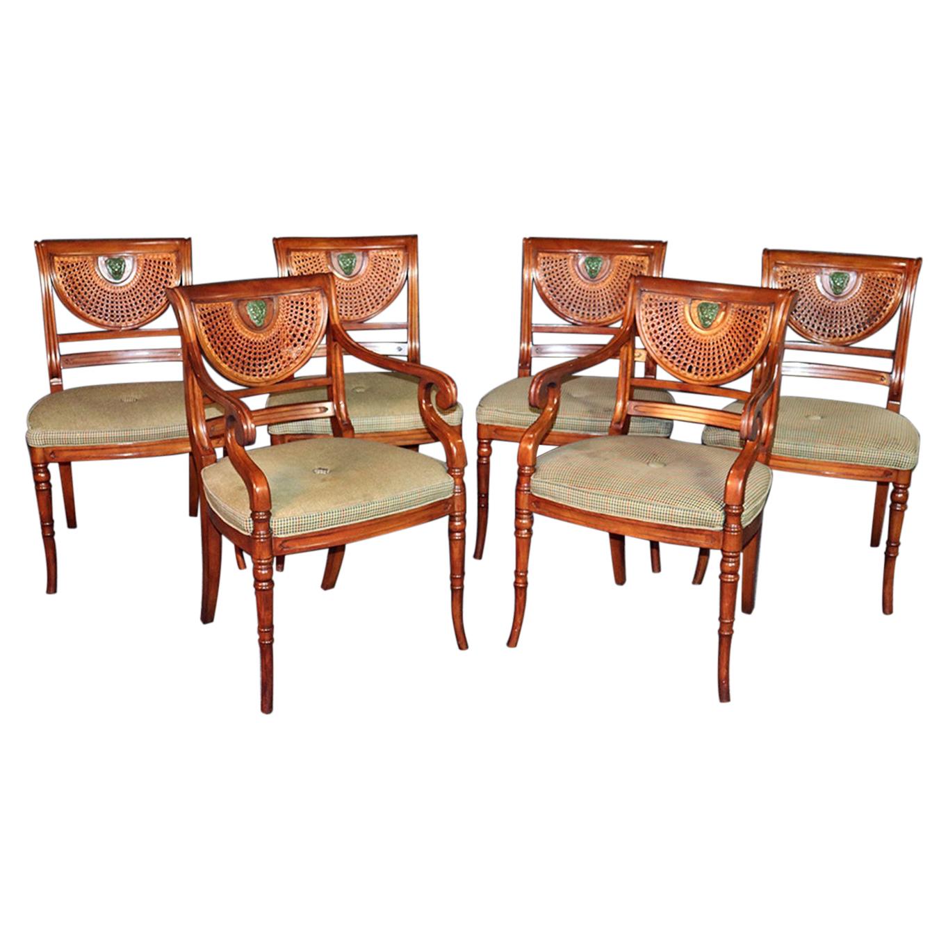 Set of 6 English Regency Style Walnut Dining Chairs