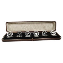 Set of 6 English Sterling Silver Field Sports Place Card Holders