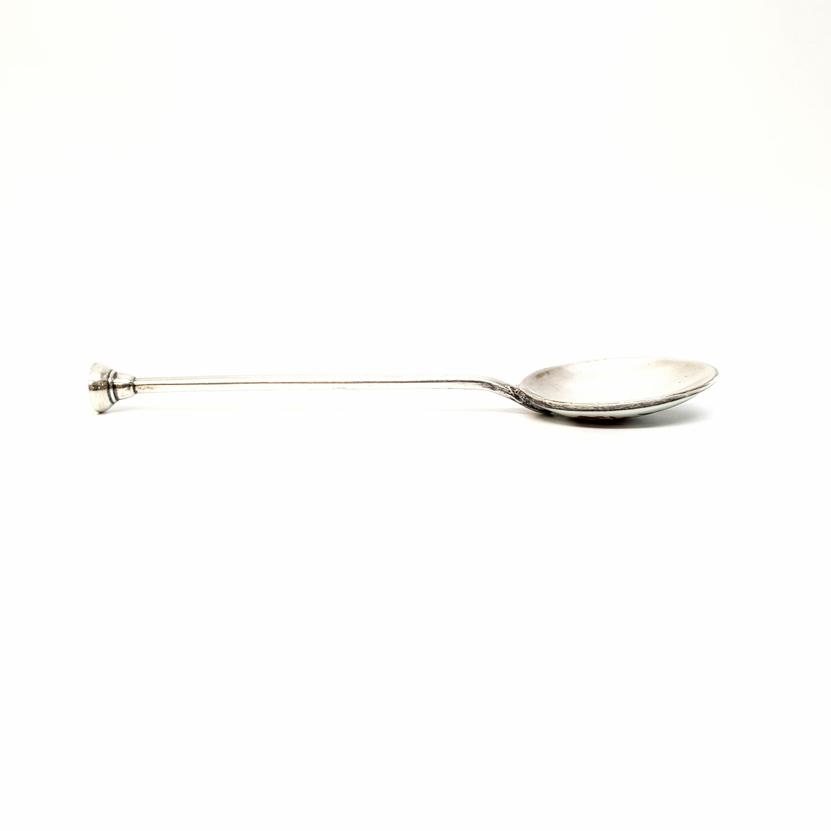 Unknown Set of 6 English Sterling Silver Flower Enamel Demitasse Spoons