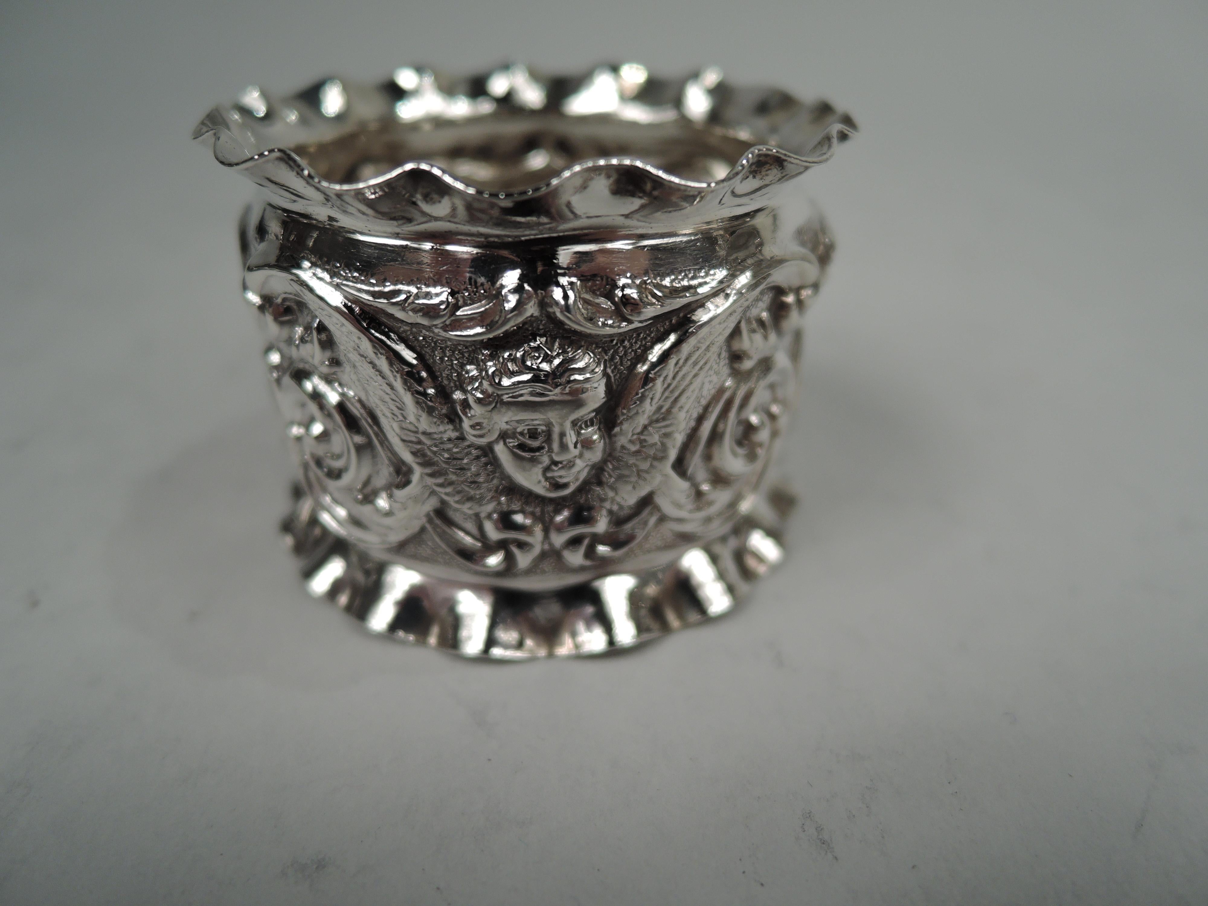 Late 19th Century Set of 6 English Victorian Classical Sterling Silver Napkin Rings