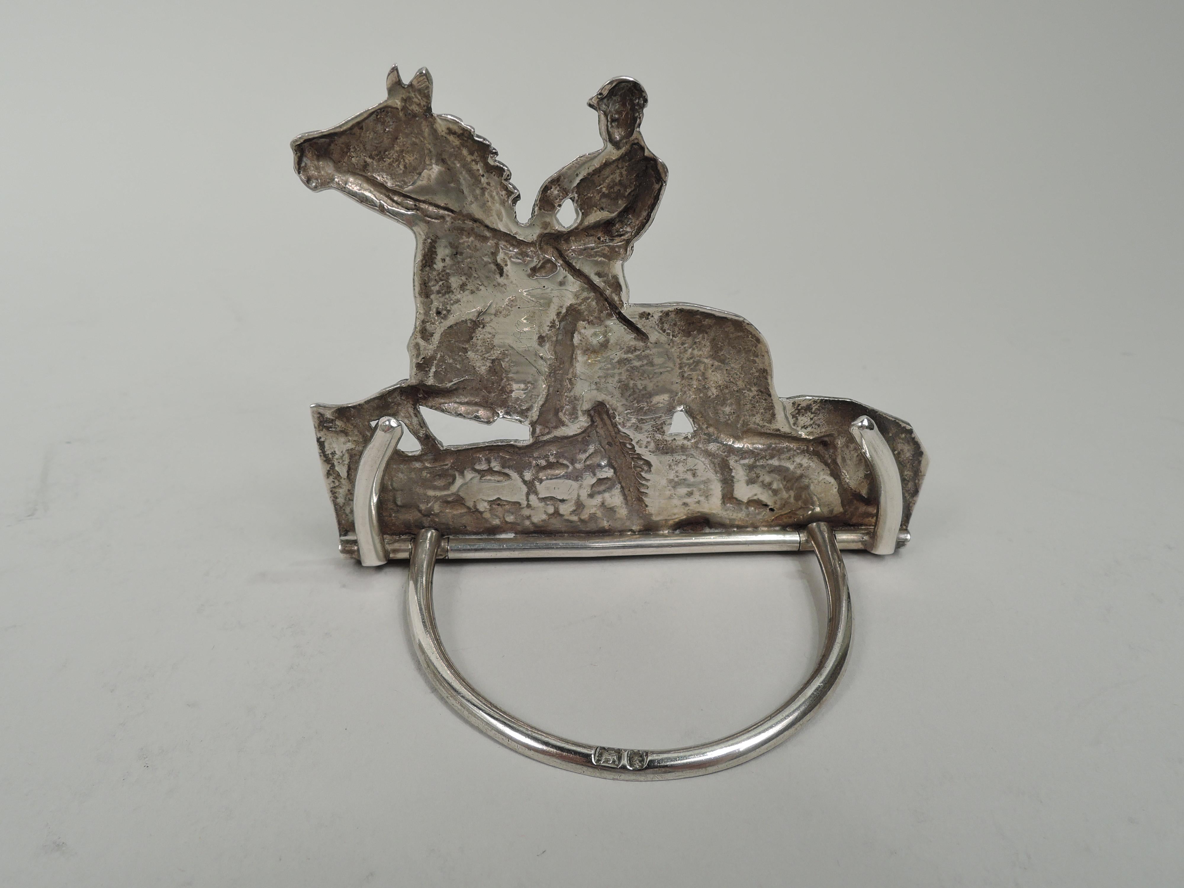 Set di 6 portabiglietti da visita inglesi vittoriani in argento sterling a forma di cavallo in vendita 3