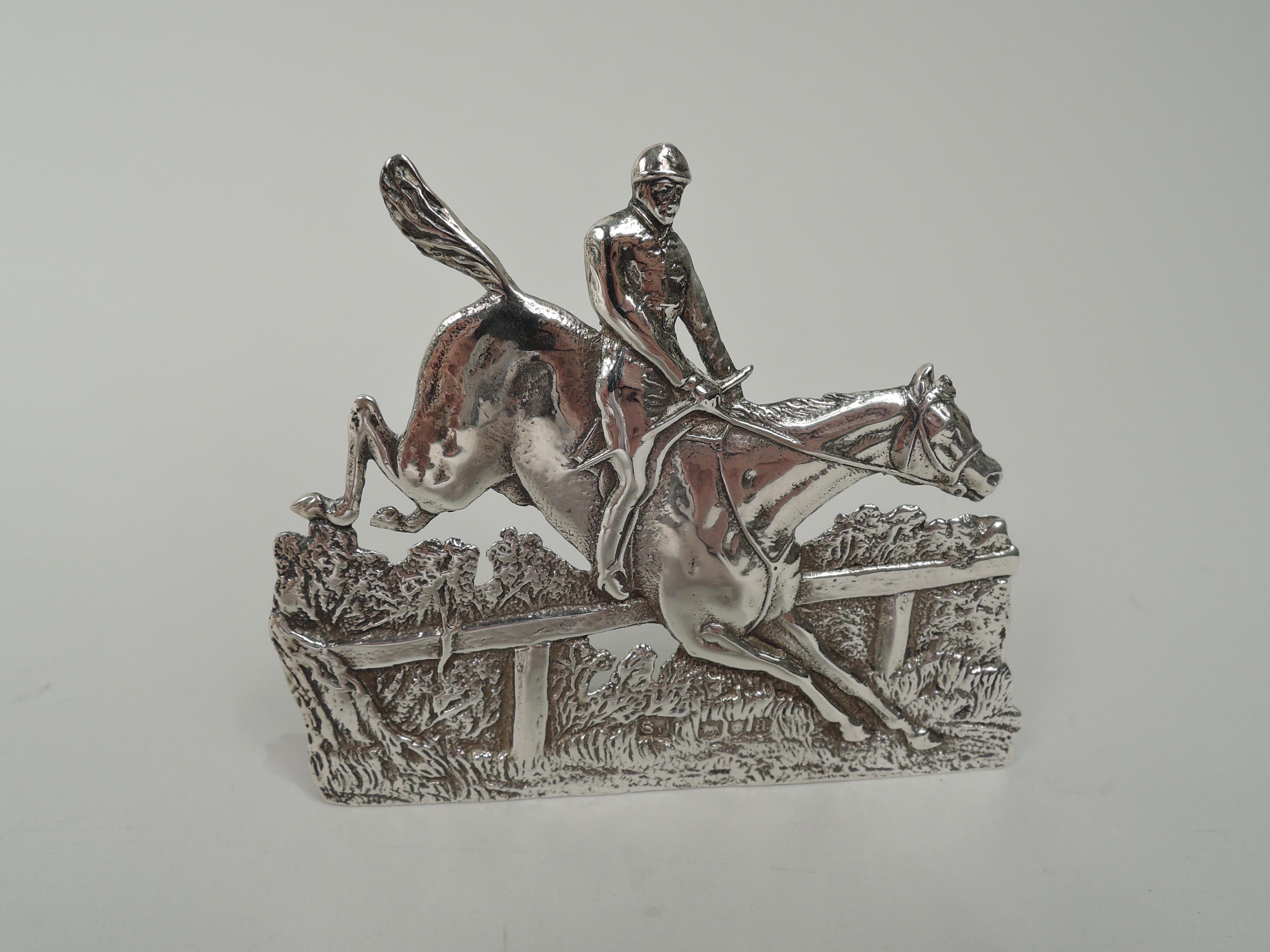 Inglese Set di 6 portabiglietti da visita inglesi vittoriani in argento sterling a forma di cavallo in vendita