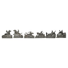 Set of 6 English Victorian Sterling Silver Horse Place Card Holders