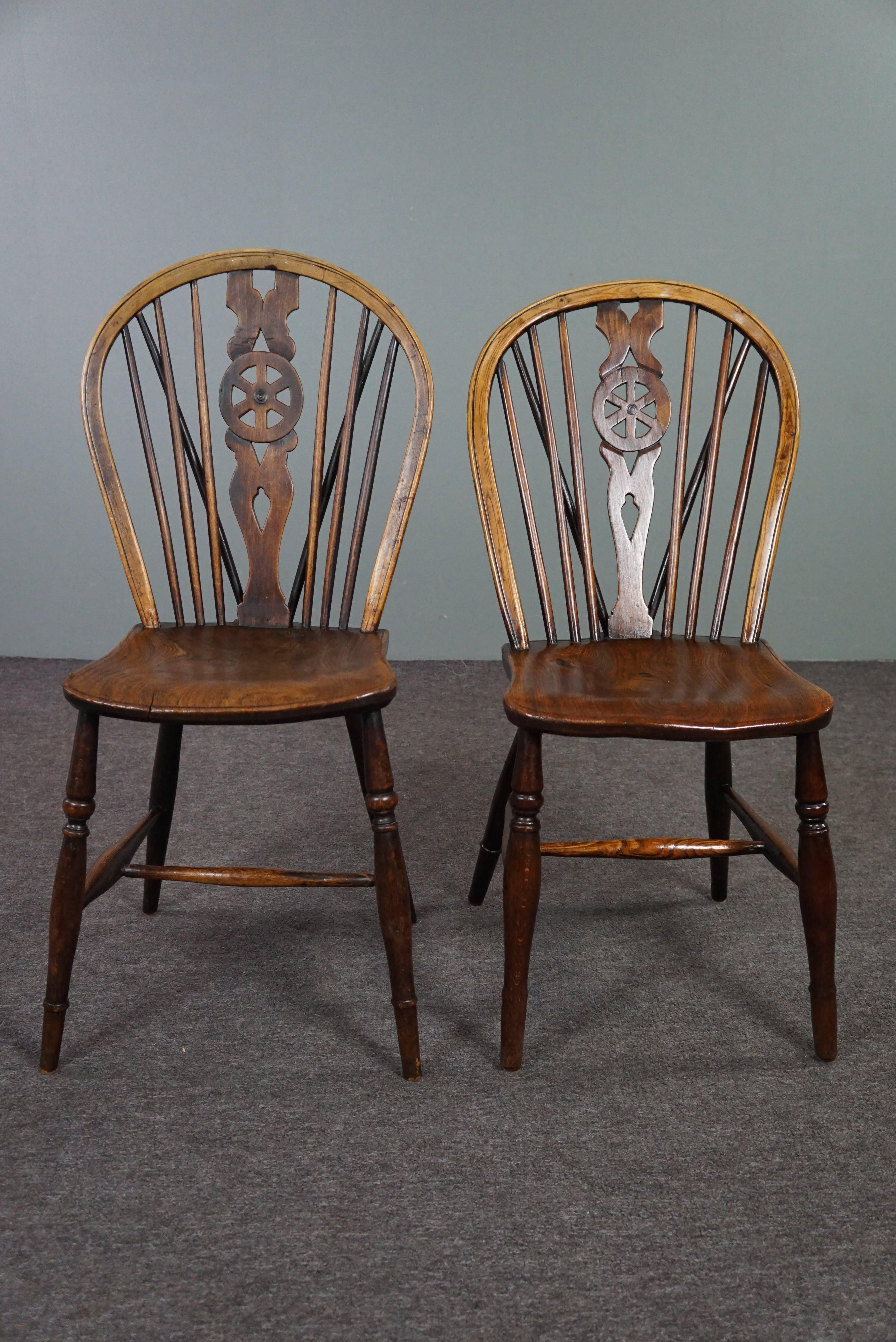 British Set of 6 English Windsor Antique dining room chairs, 18th century For Sale