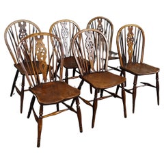 Set of 6 English Windsor Antique dining room chairs, 18th century