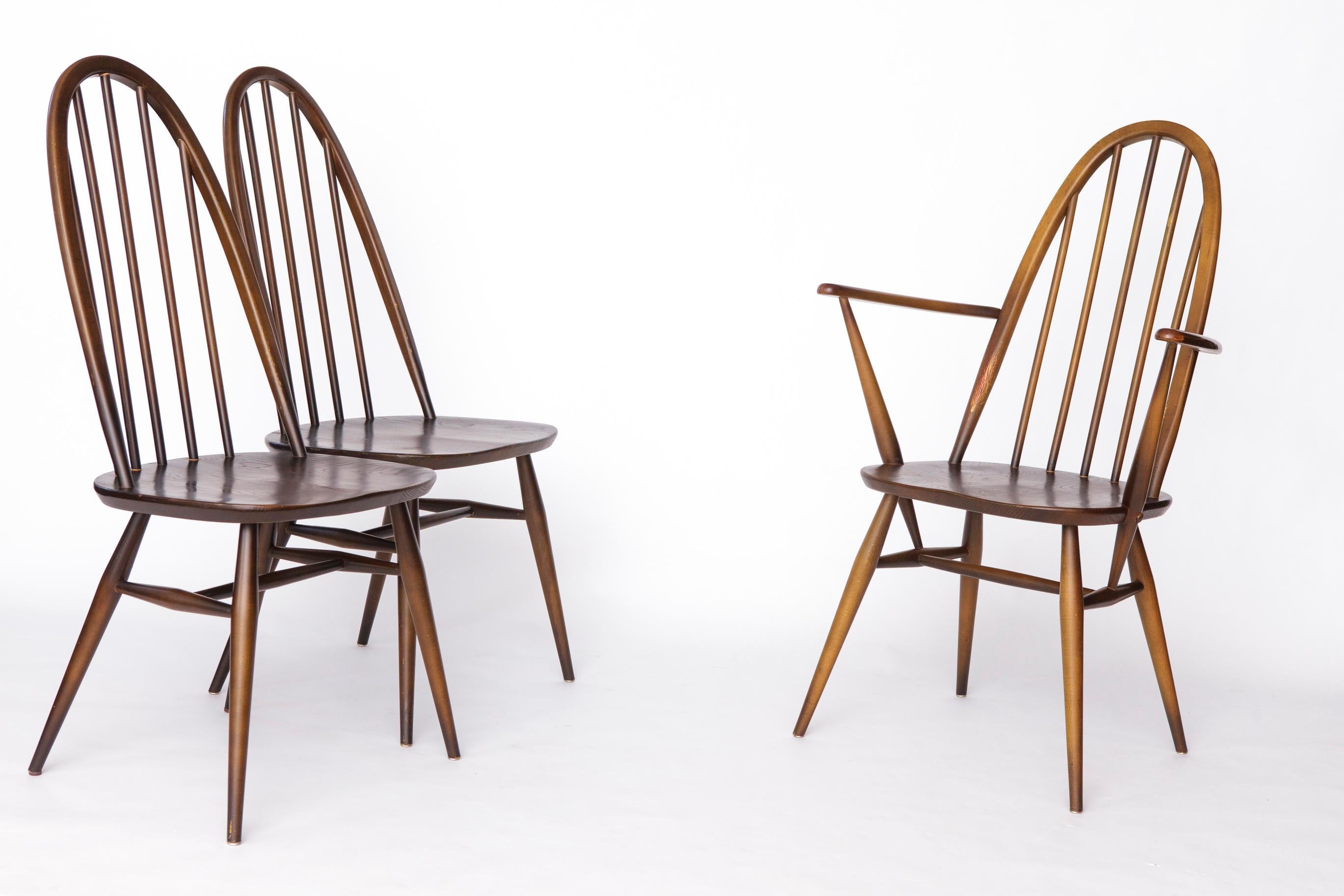 Set of 6 Ercol Quaker Windsor Dining Chairs  1960s British Mid-Century Modern In Excellent Condition For Sale In Hannover, DE