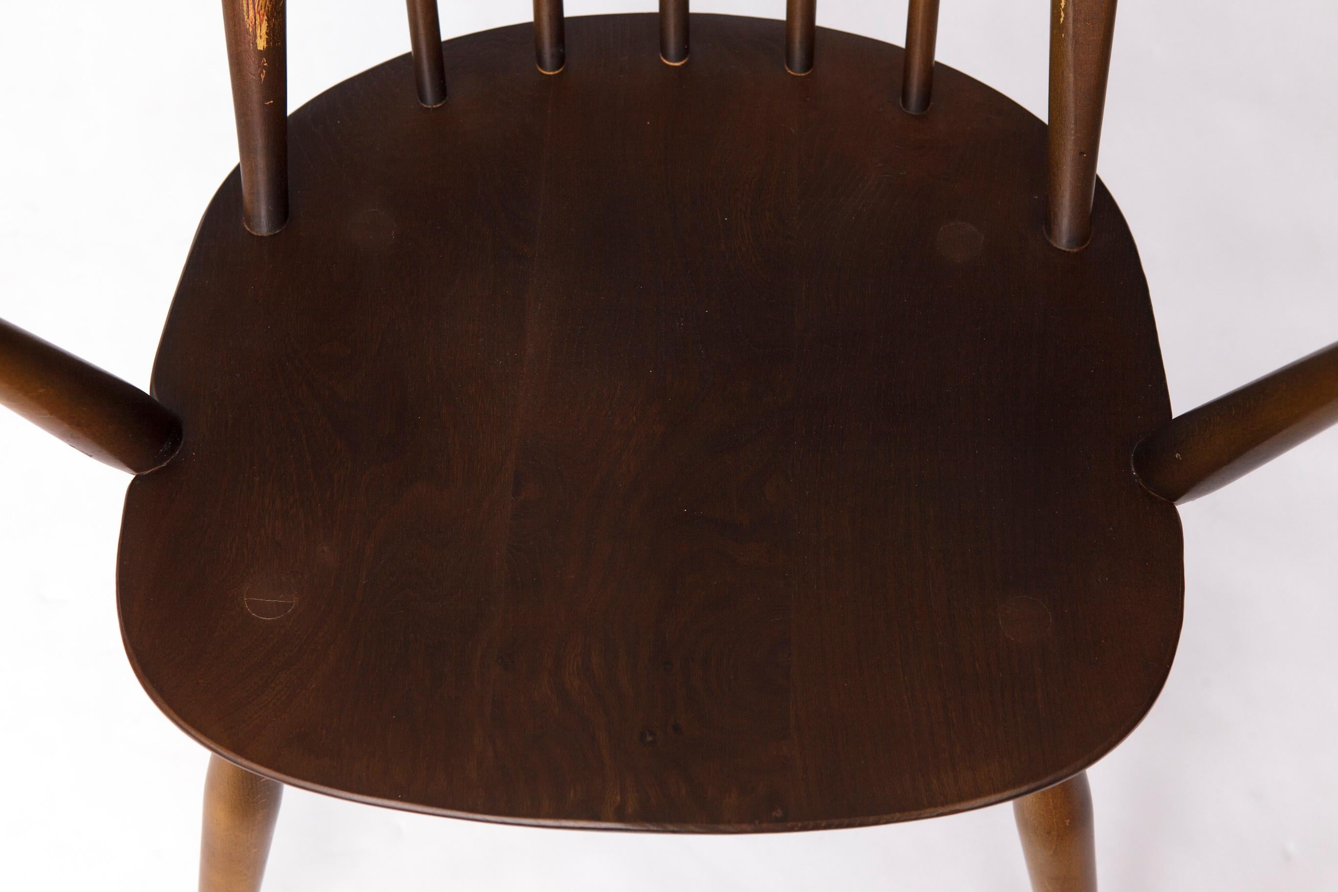 Elm Set of 6 Ercol Quaker Windsor Dining Chairs  1960s British Mid-Century Modern For Sale