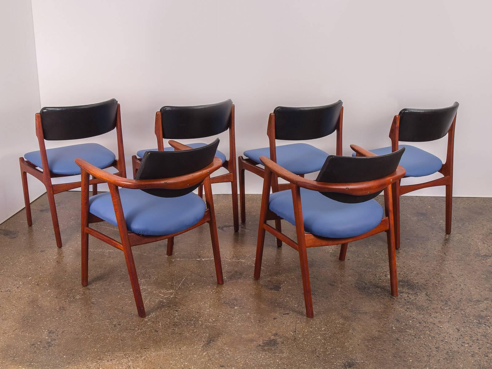 Mid-Century Modern Set of Six Erik Buck Style Dining Chairs